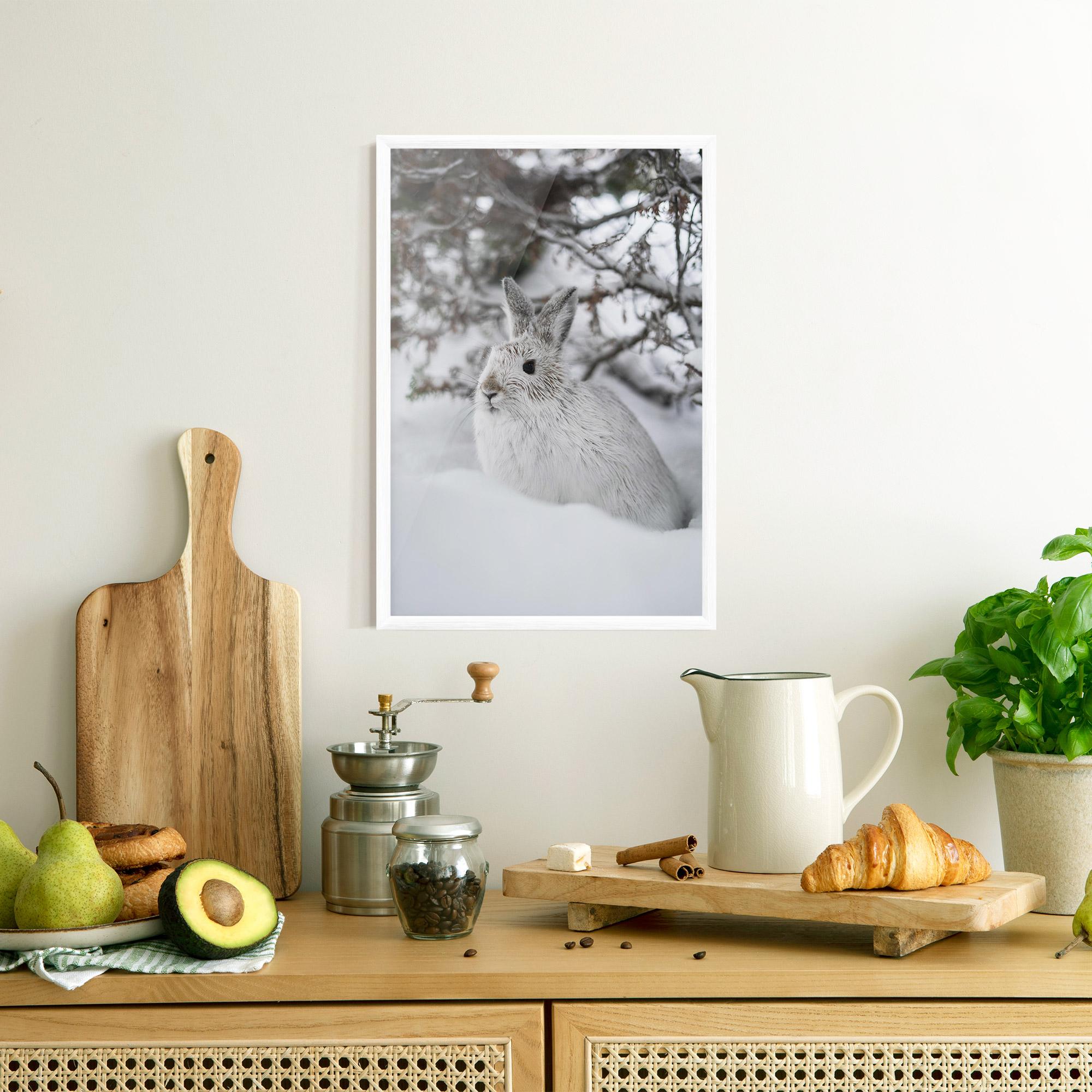 Poster Înrămat Bunny In Snow mockup 8