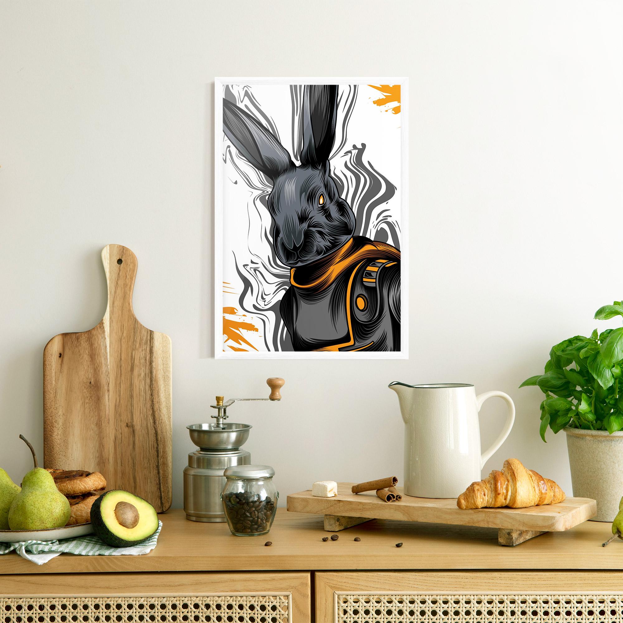 Poster Înrămat Cyborg Yellow Bunny mockup 8