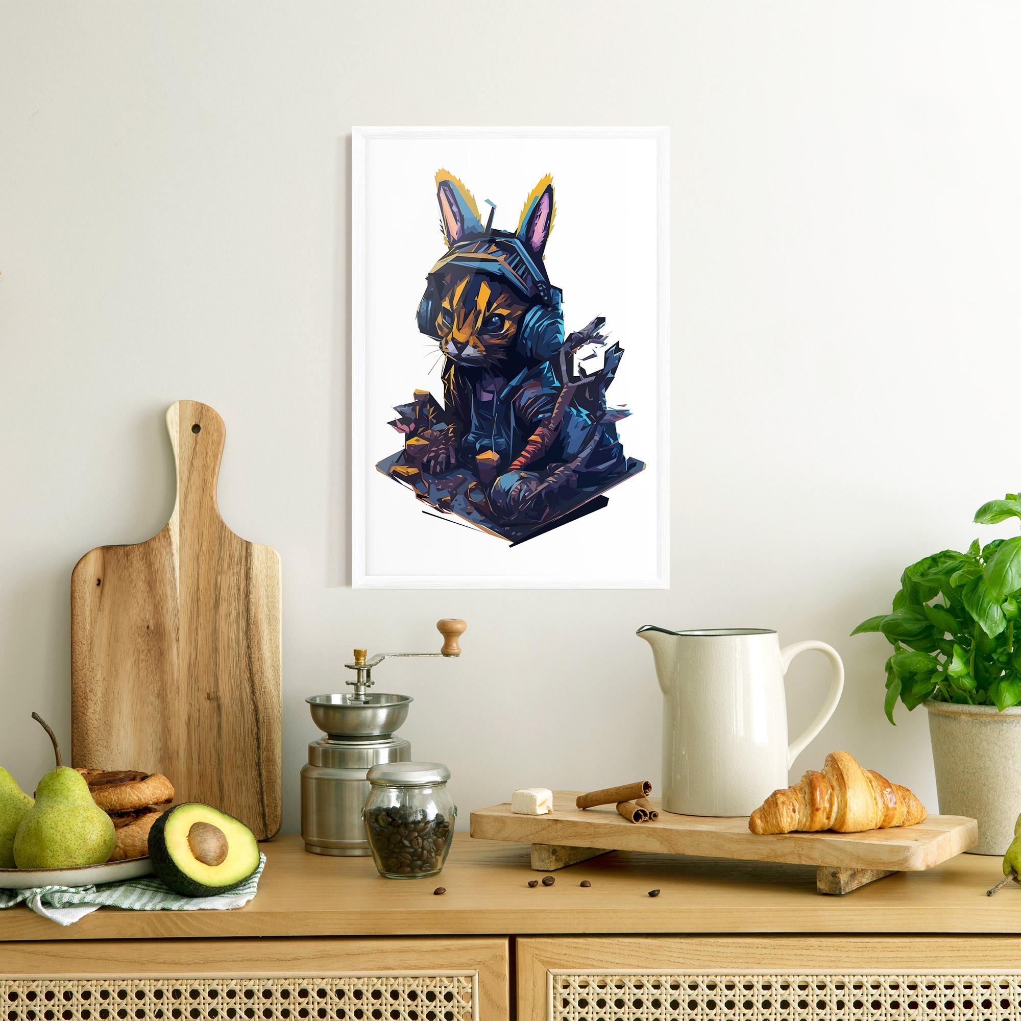 Poster Înrămat Orange Rabbit Headset mockup 8