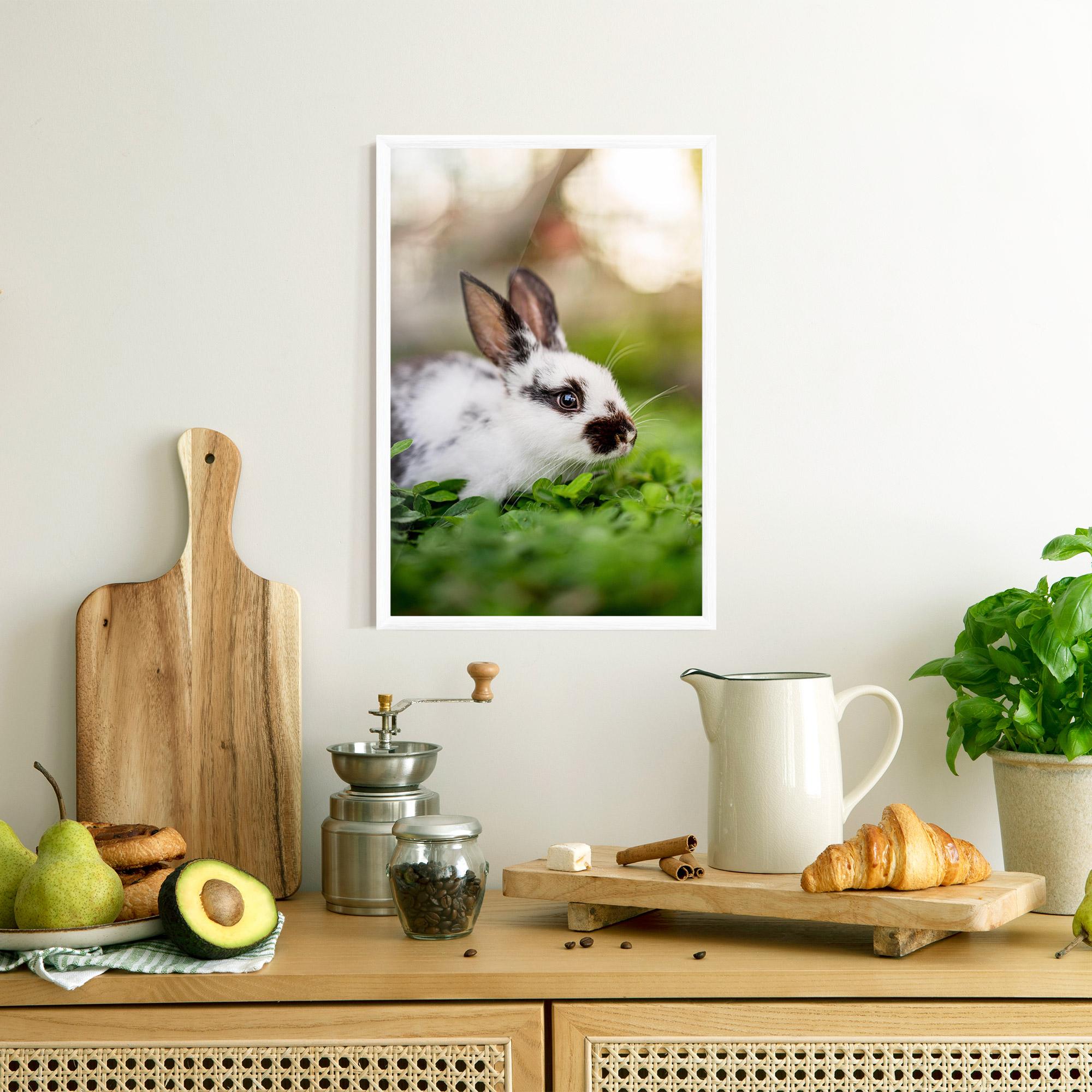 Poster Înrămat White Black Bunny mockup 8