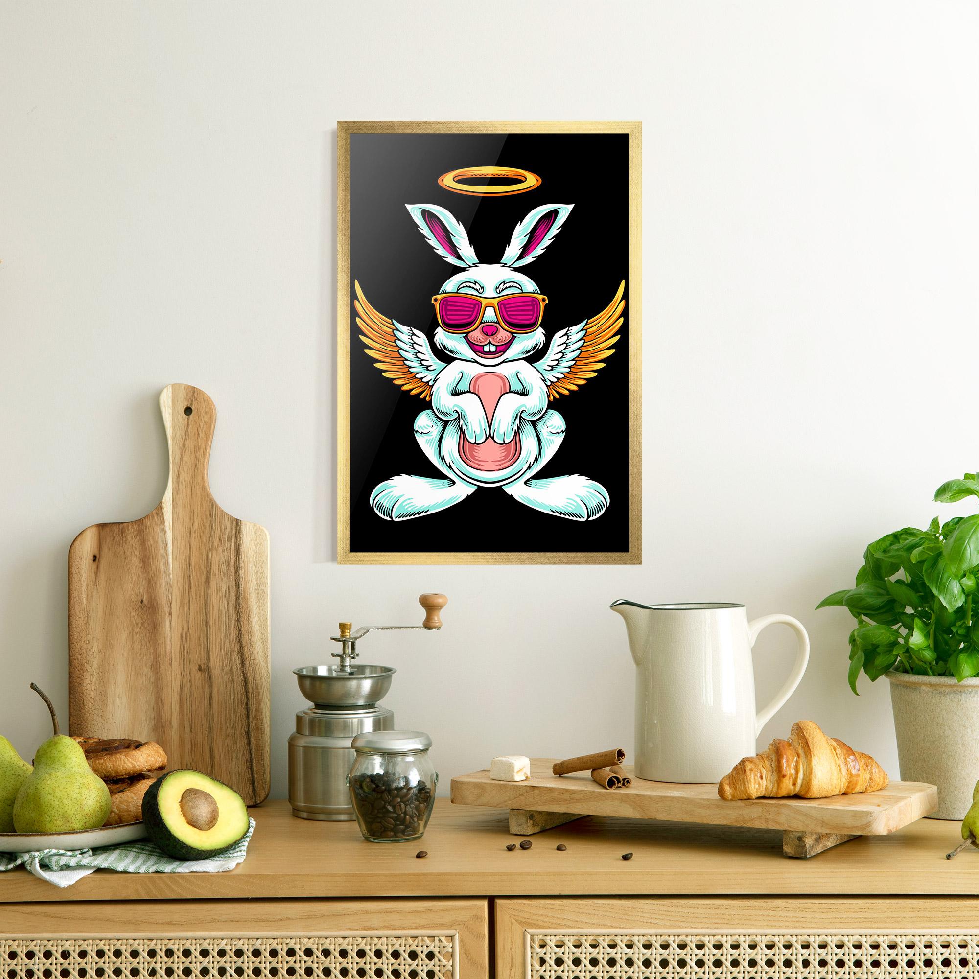 Poster Înrămat Angel Cool Bunny mockup 8