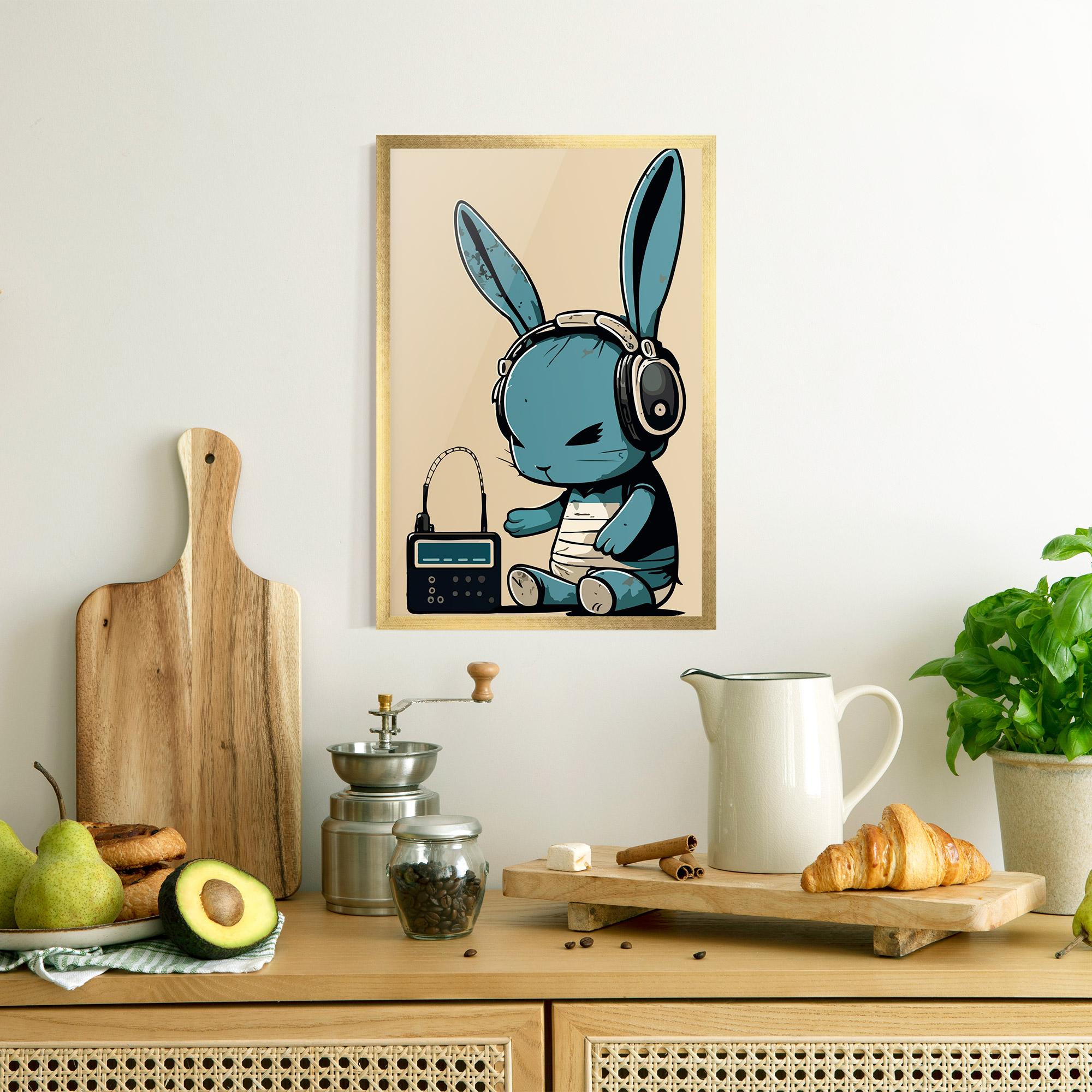 Poster Înrămat Blue Baby Bunny mockup 8