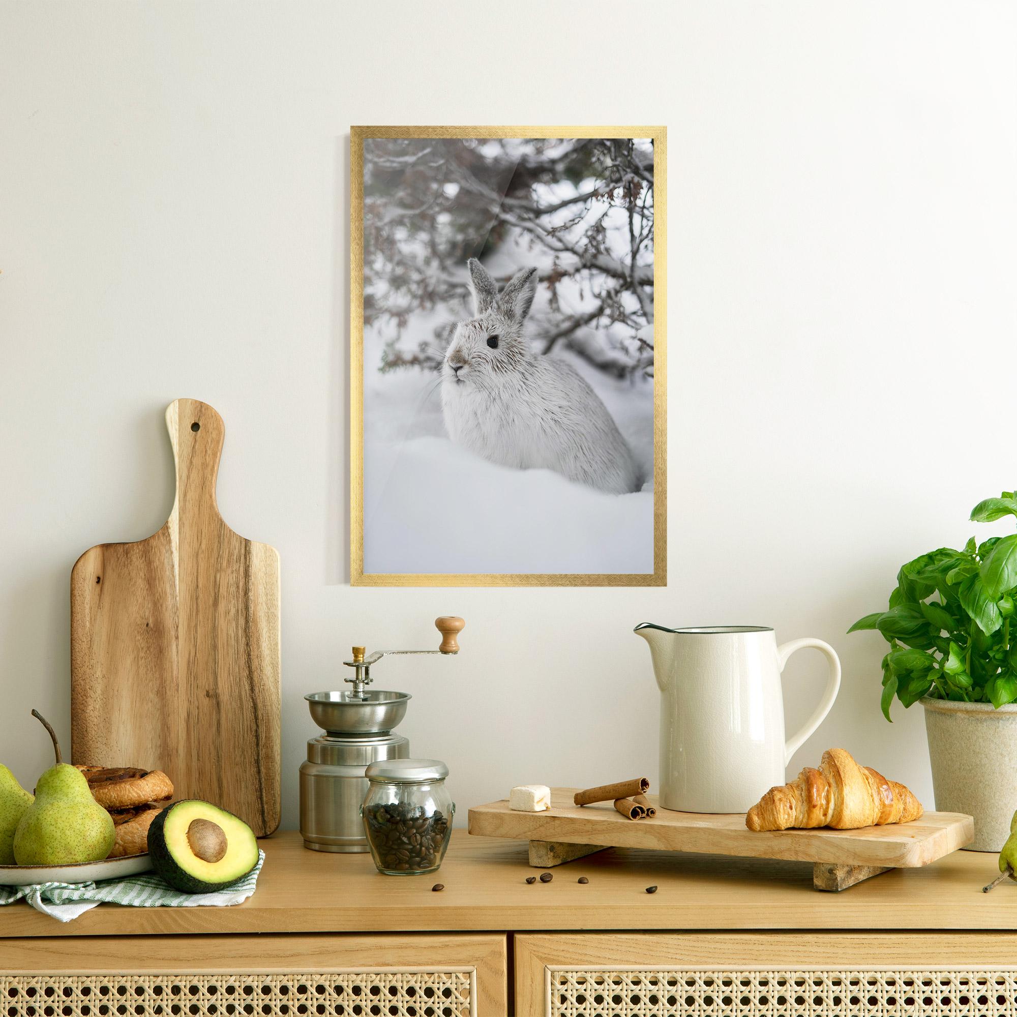 Poster Înrămat Bunny In Snow mockup 8