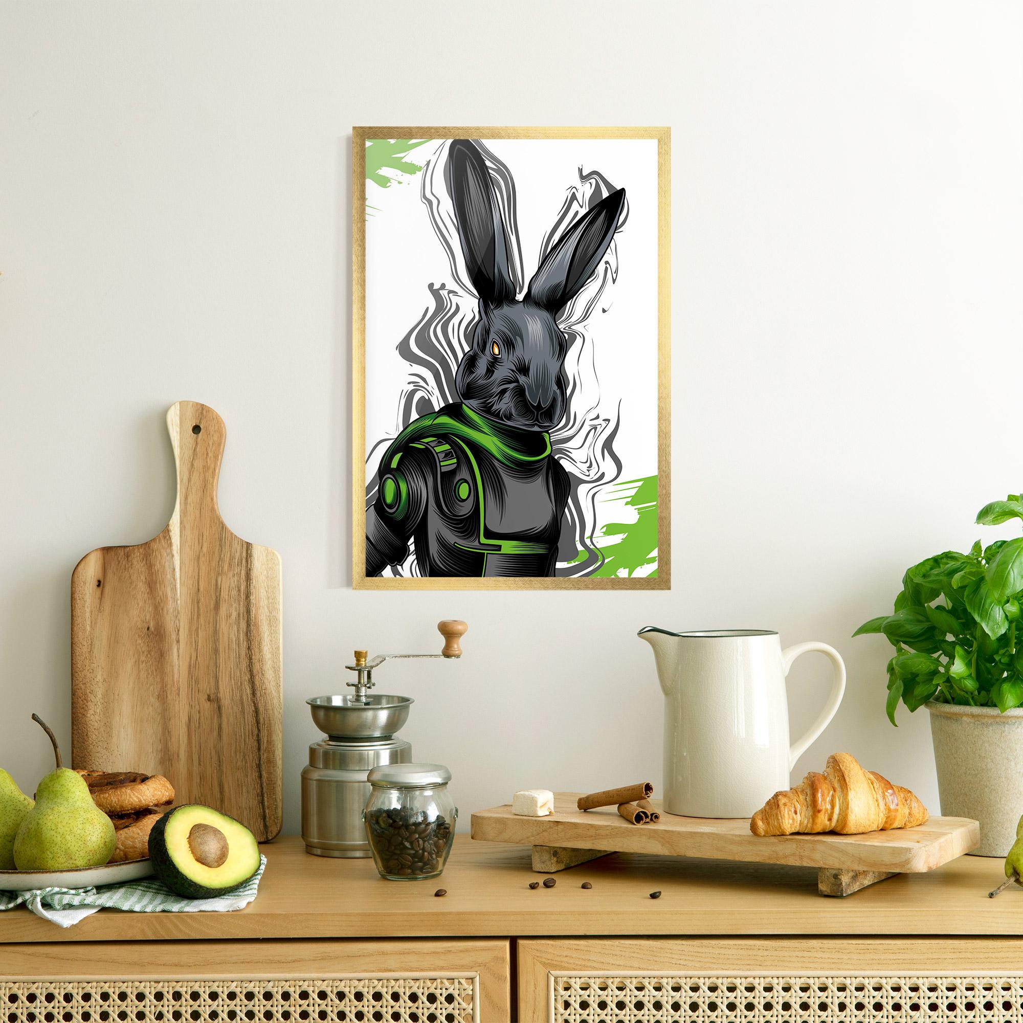 Poster Înrămat Cyborg Green Bunny mockup 8
