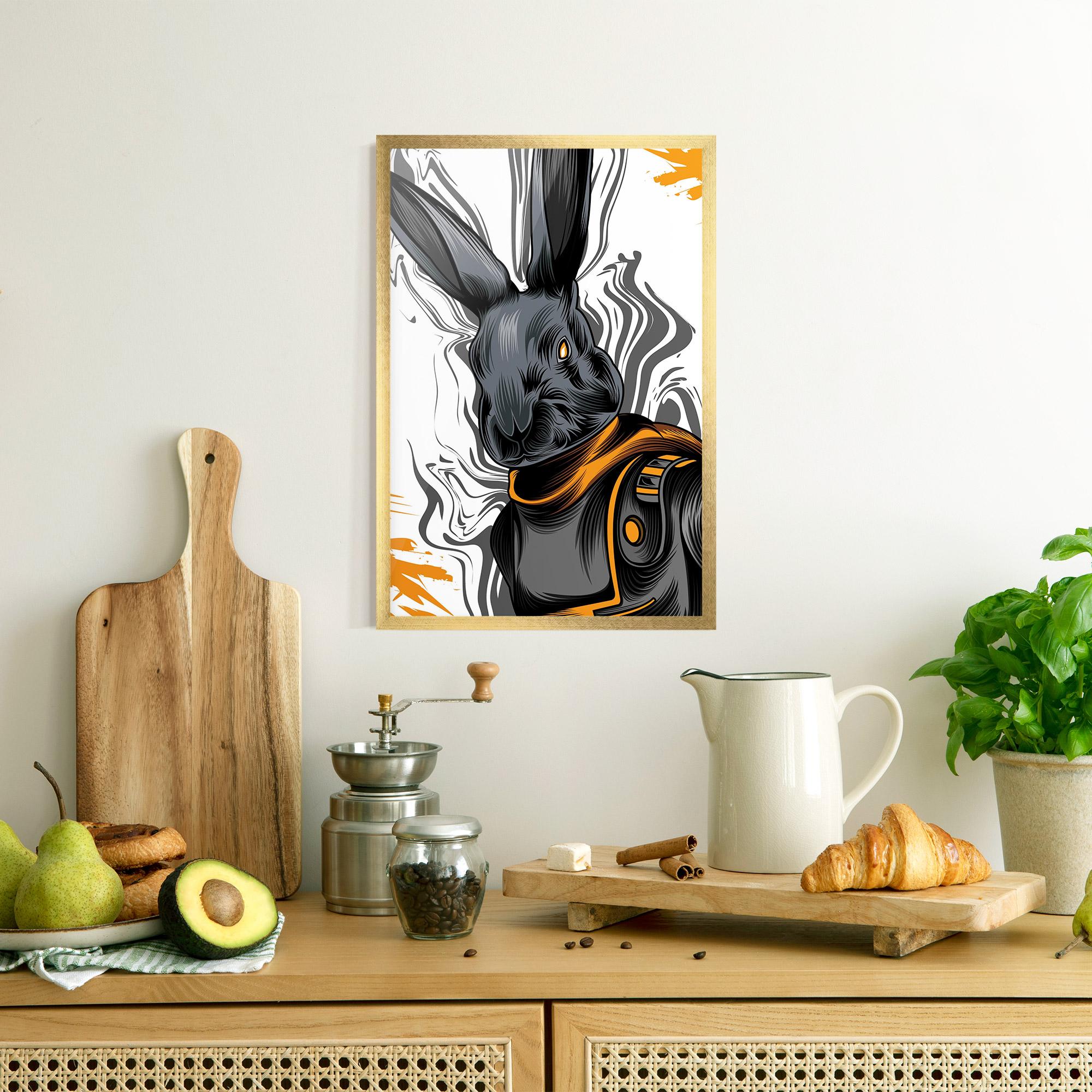 Poster Înrămat Cyborg Yellow Bunny mockup 8