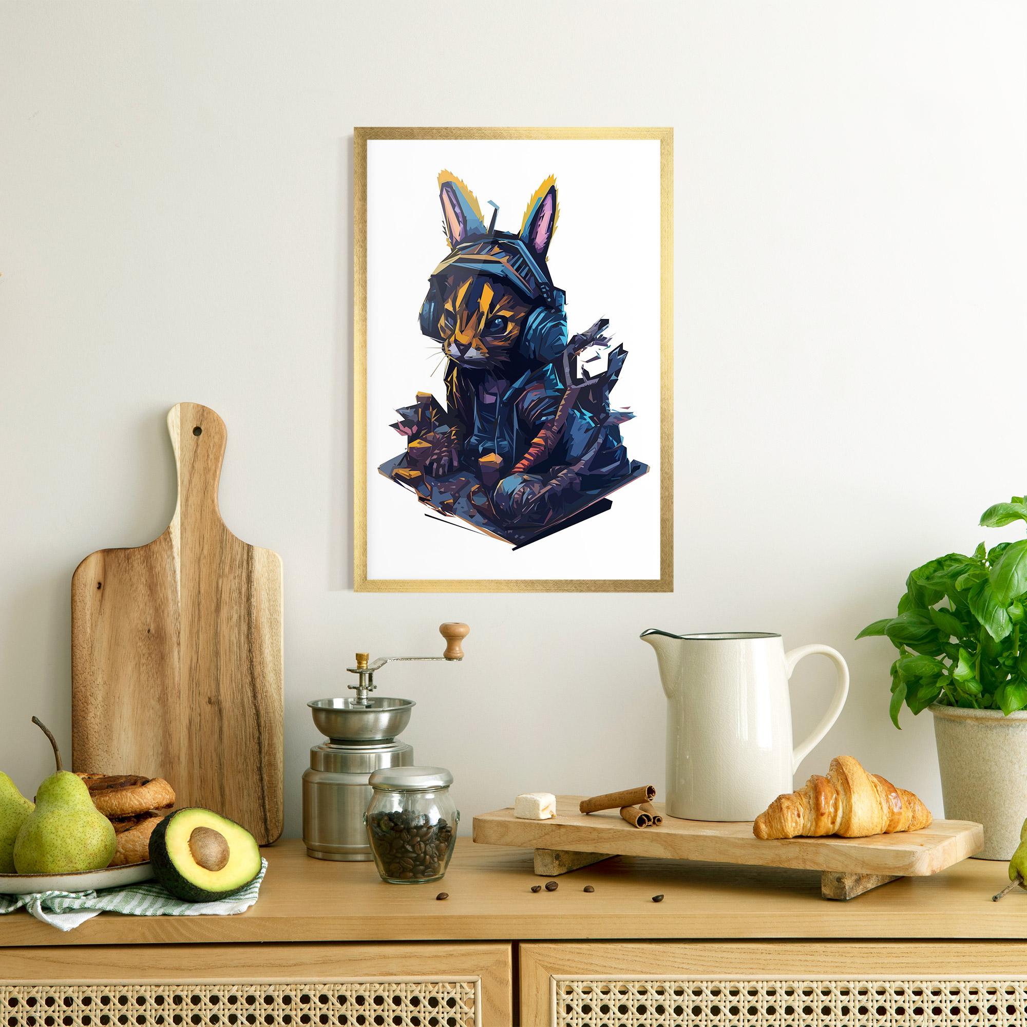 Poster Înrămat Orange Rabbit Headset mockup 8