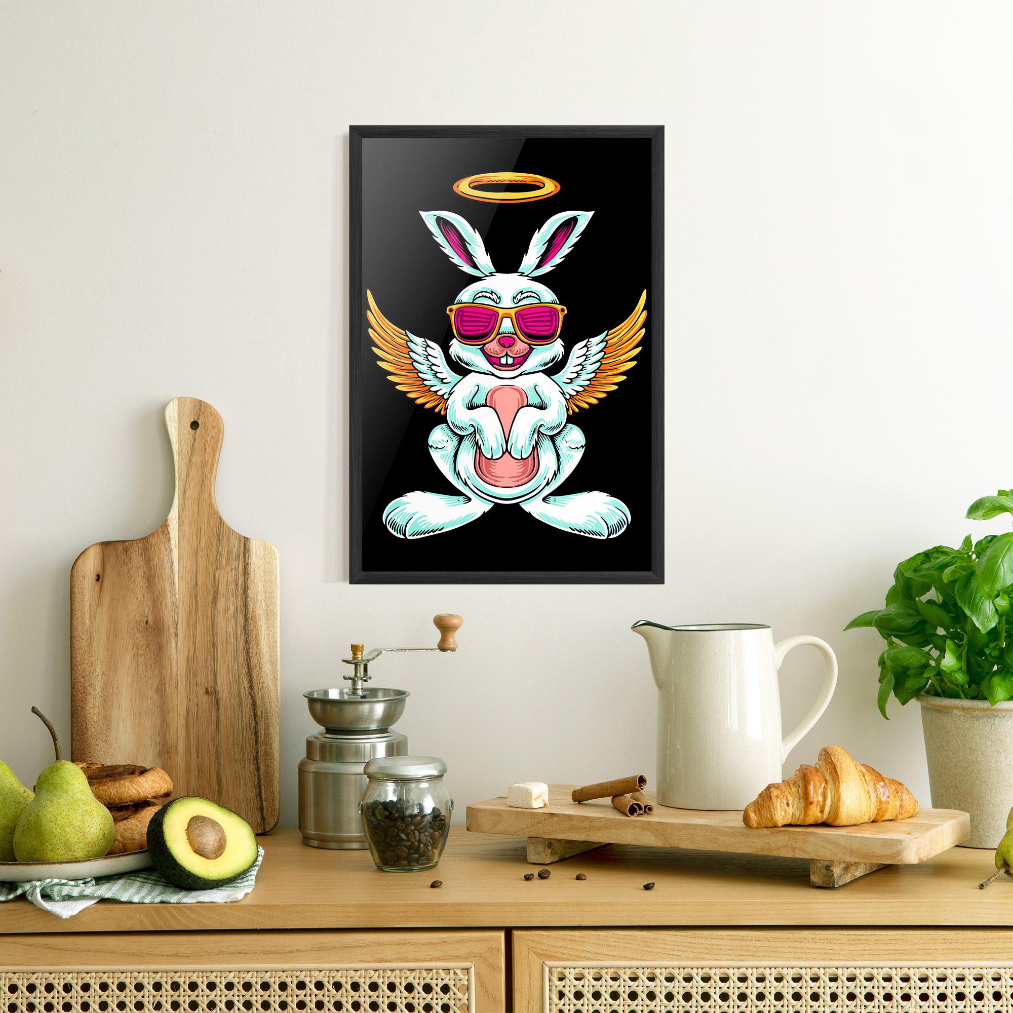Poster Înrămat Angel Cool Bunny mockup 8