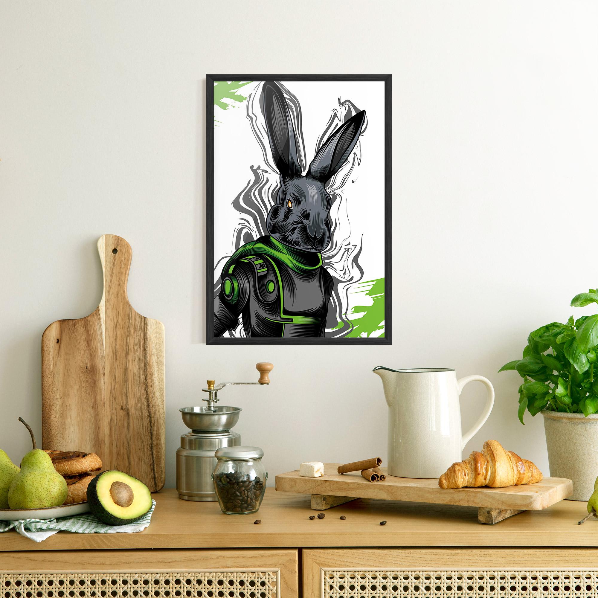 Poster Înrămat Cyborg Green Bunny mockup 8