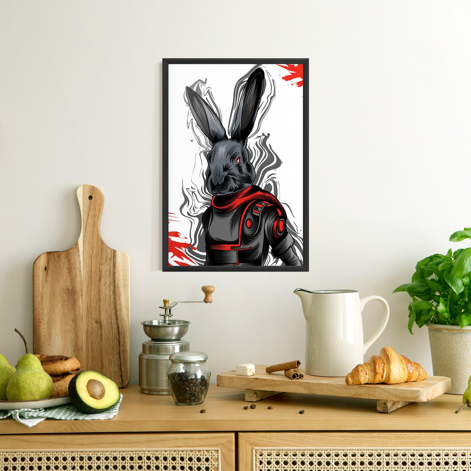 Poster Înrămat Red Robot Bunny mockup 8