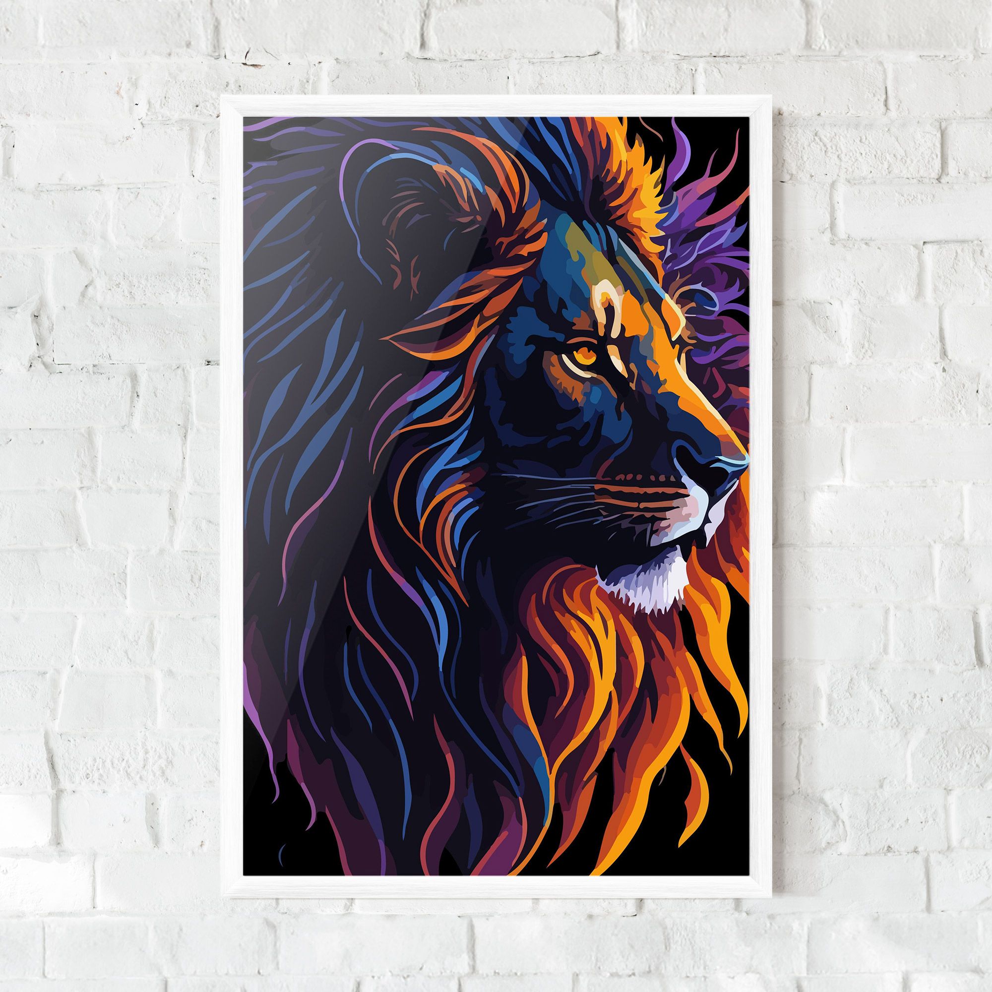 Colorful Lion On Black mockup 0