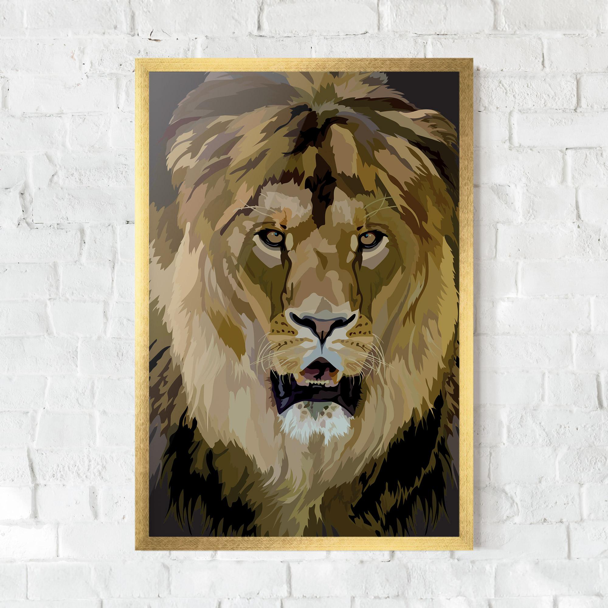 Poster Înrămat Beautiful Lion Art mockup 0