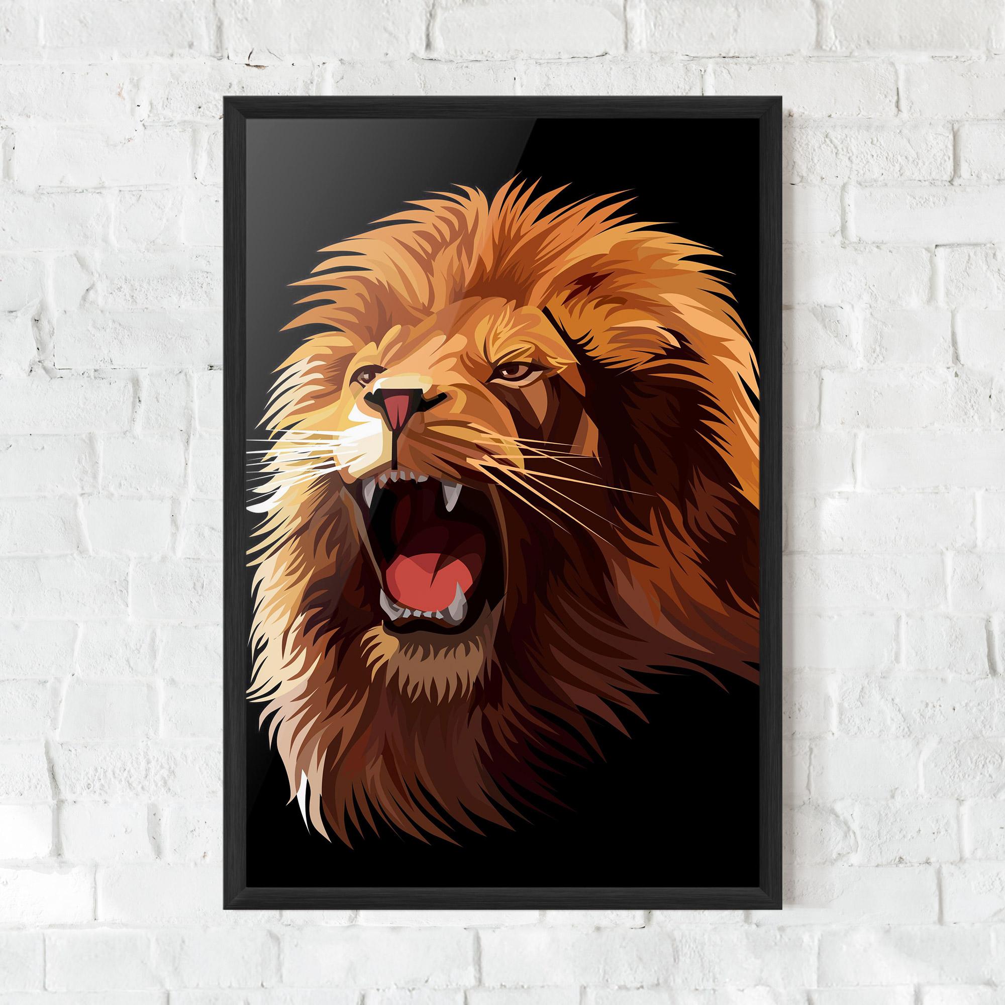 Poster Înrămat Angry Lion Head mockup 0