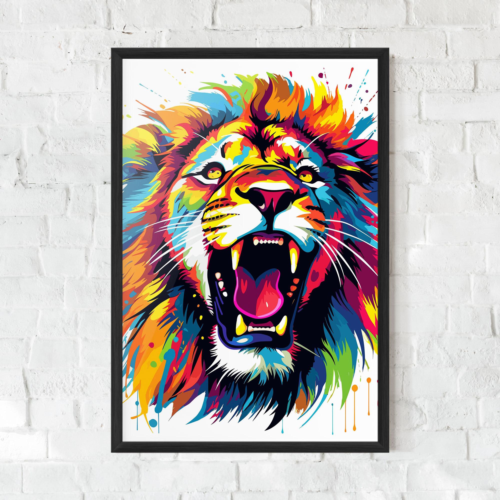 Poster Înrămat Angry Lion Mix mockup 0