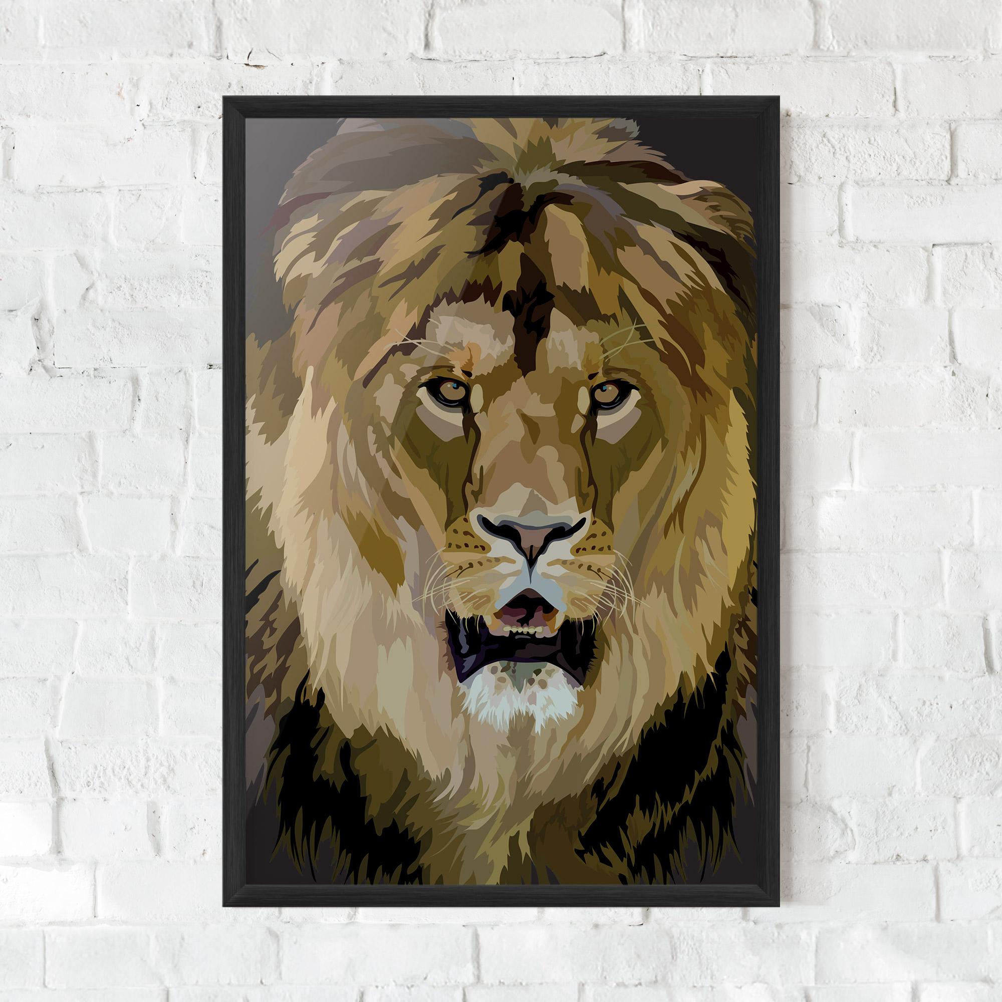 Poster Înrămat Beautiful Lion Art mockup 0