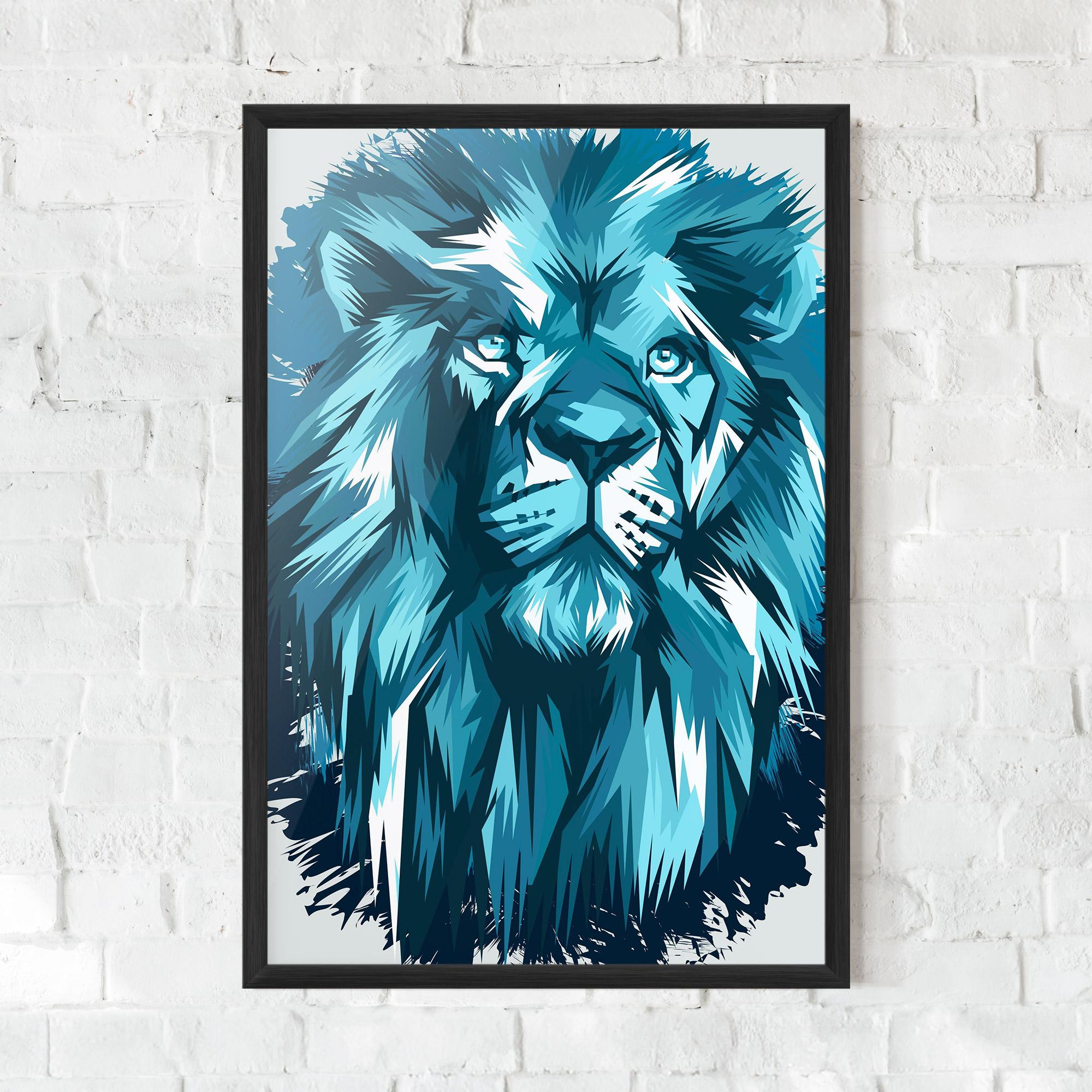 Poster Înrămat Blue Lion Head mockup 0