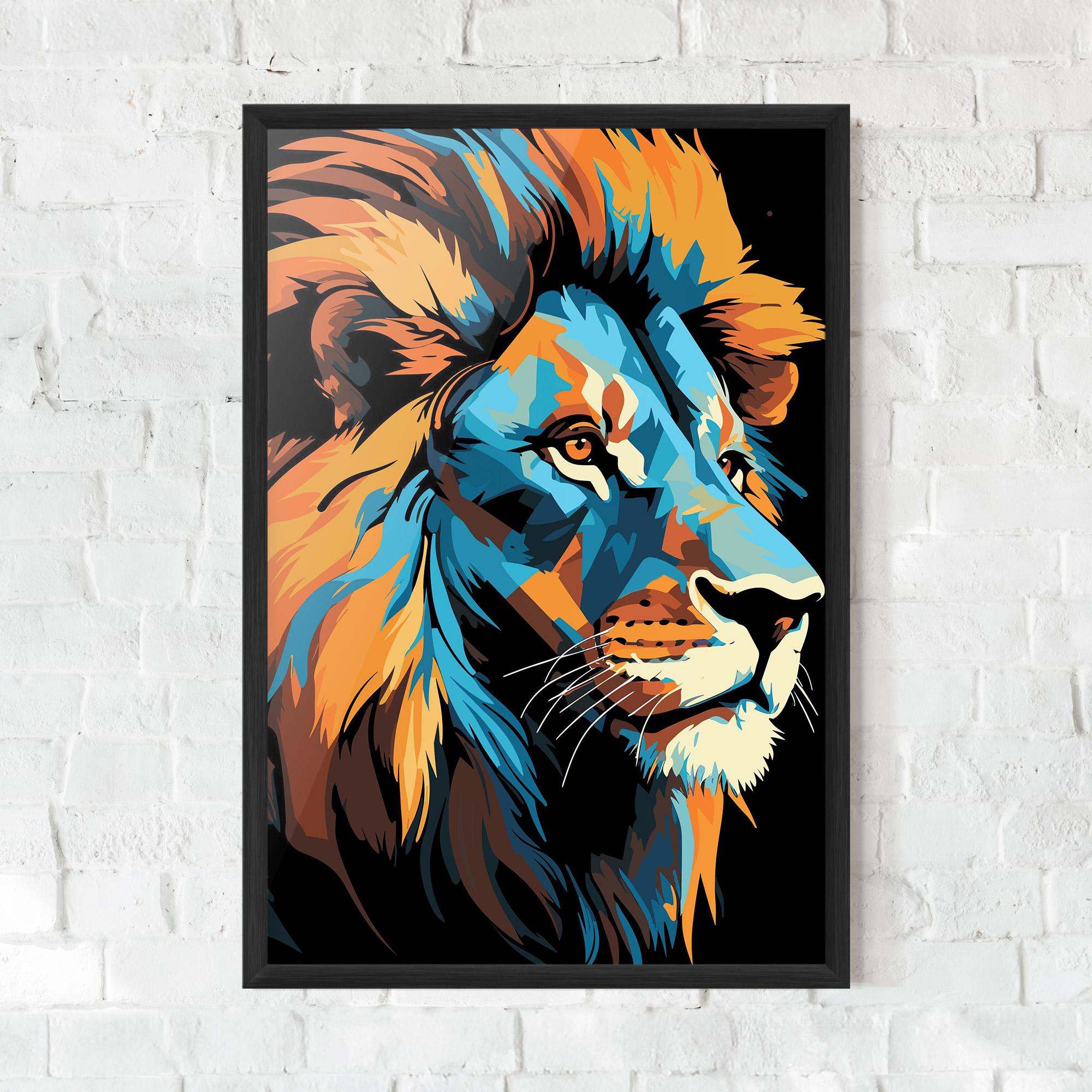 Poster Înrămat Blue Yellow Lion mockup 0