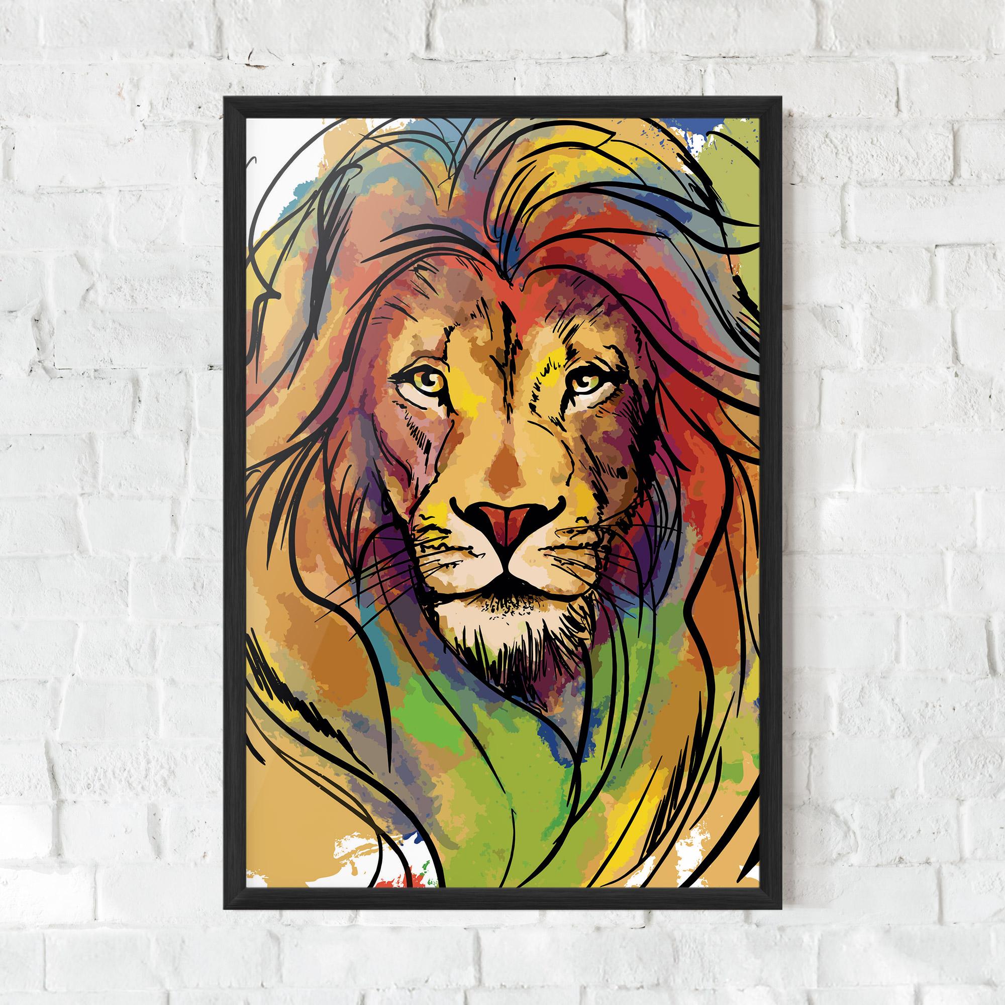 Poster Înrămat Drawn Lion mockup 0