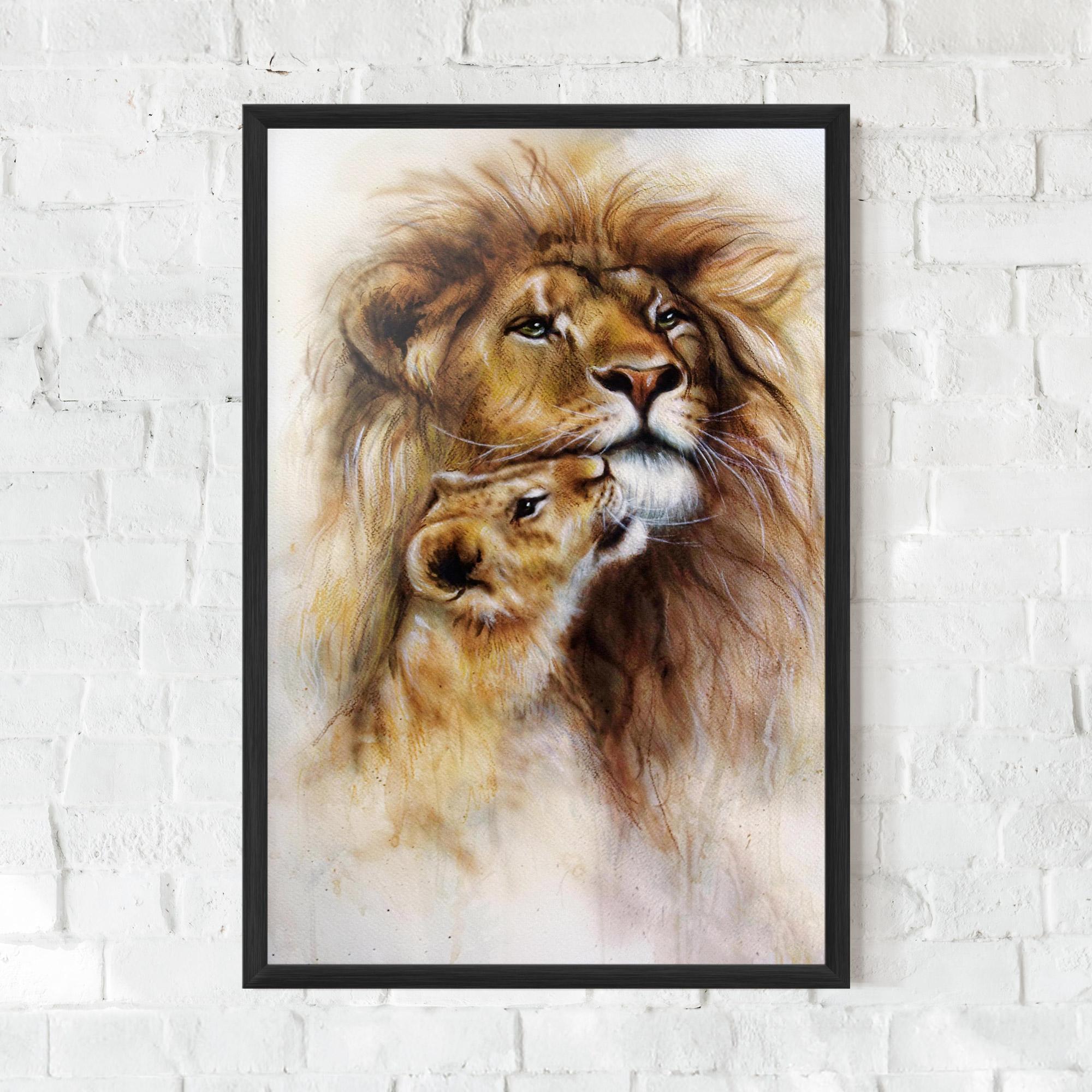 Poster Înrămat Lion Love mockup 0