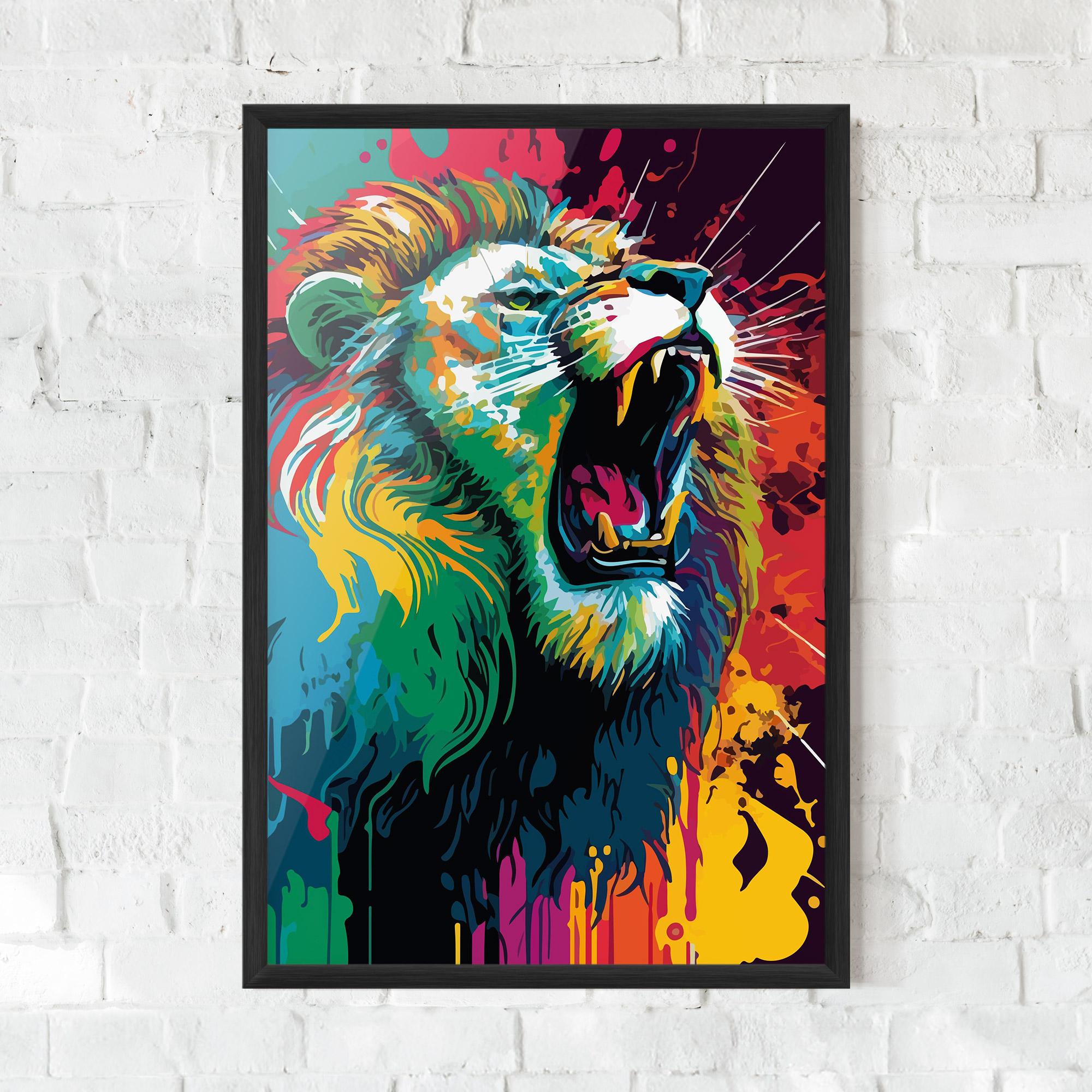 Poster Înrămat Lion Splash mockup 0