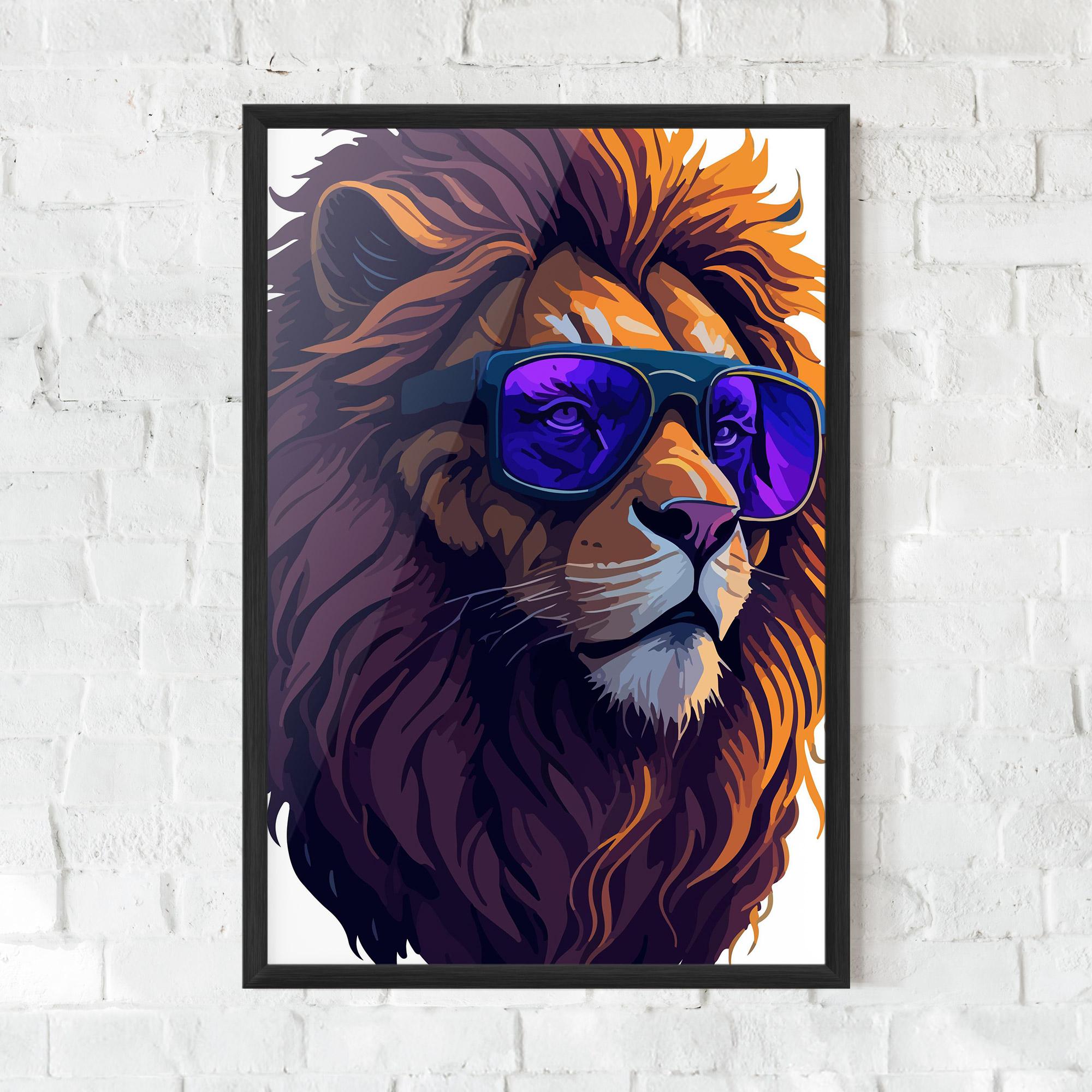 Poster Înrămat Purple Glassesc Lion mockup 0