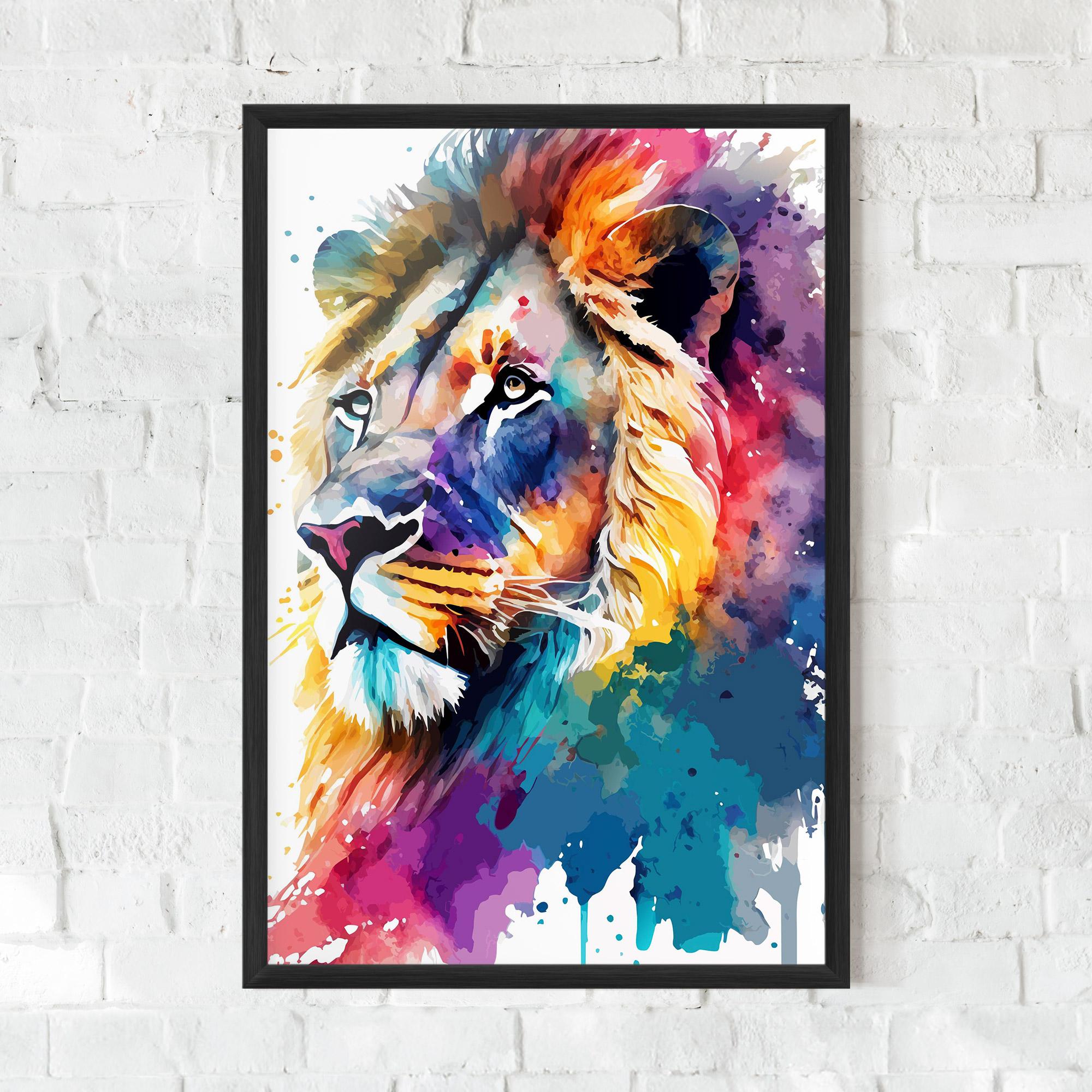 Poster Înrămat Vibrant Color Lion mockup 0