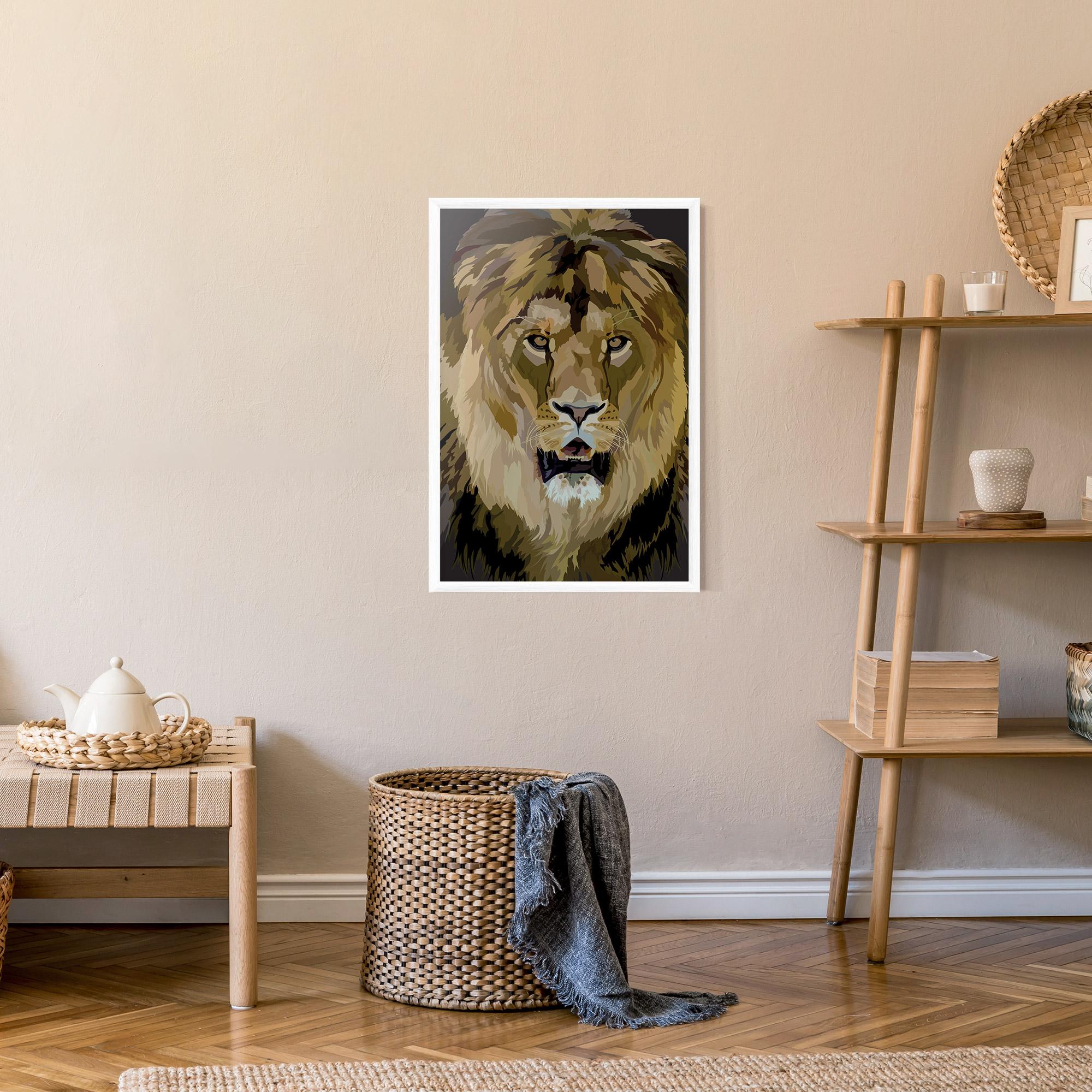 Poster Înrămat Beautiful Lion Art mockup 9