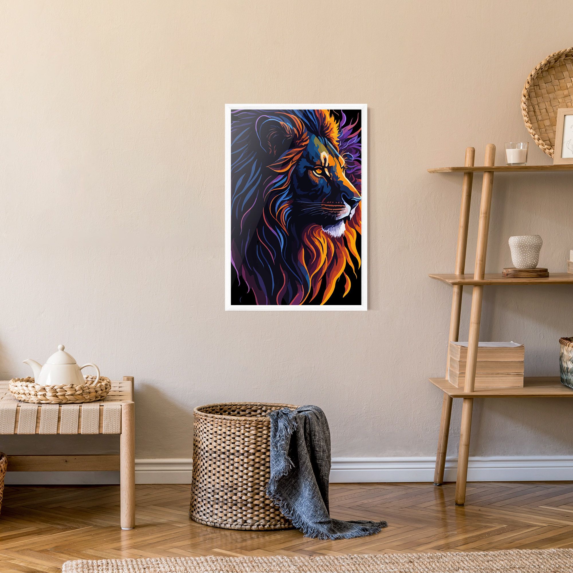 Colorful Lion On Black mockup 9