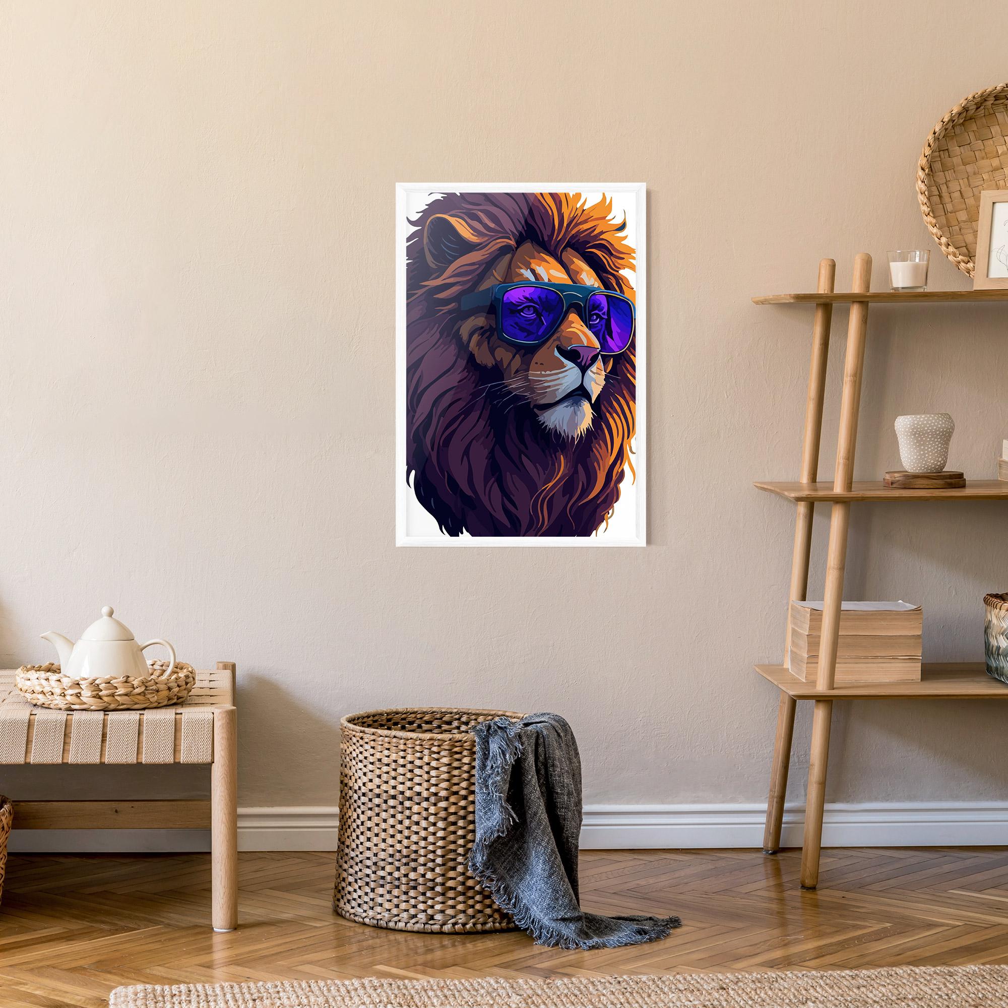 Poster Înrămat Purple Glassesc Lion mockup 9