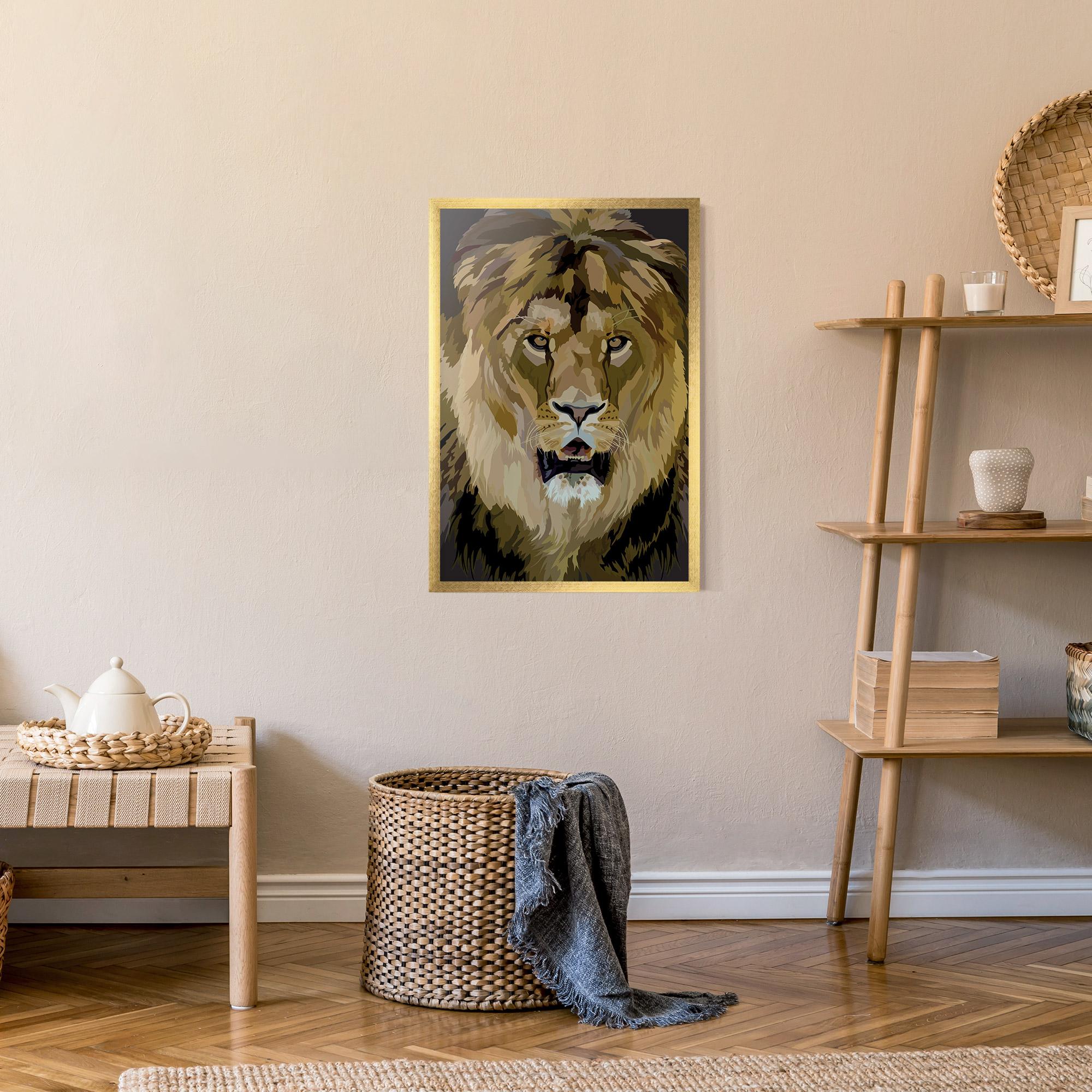 Poster Înrămat Beautiful Lion Art mockup 9