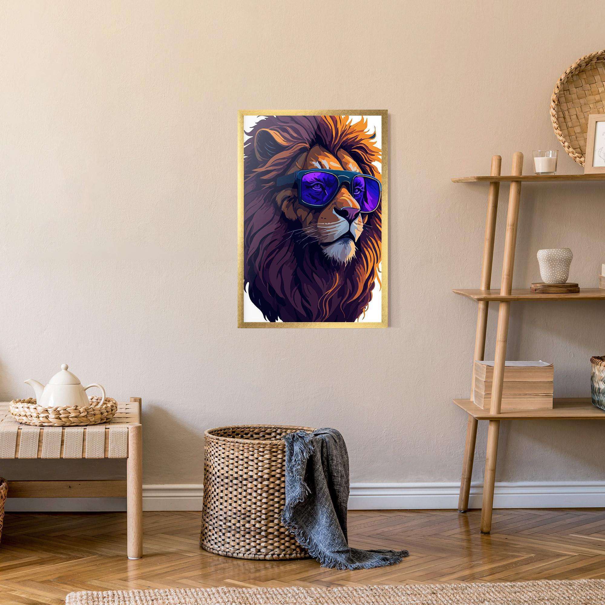 Poster Înrămat Purple Glassesc Lion mockup 9