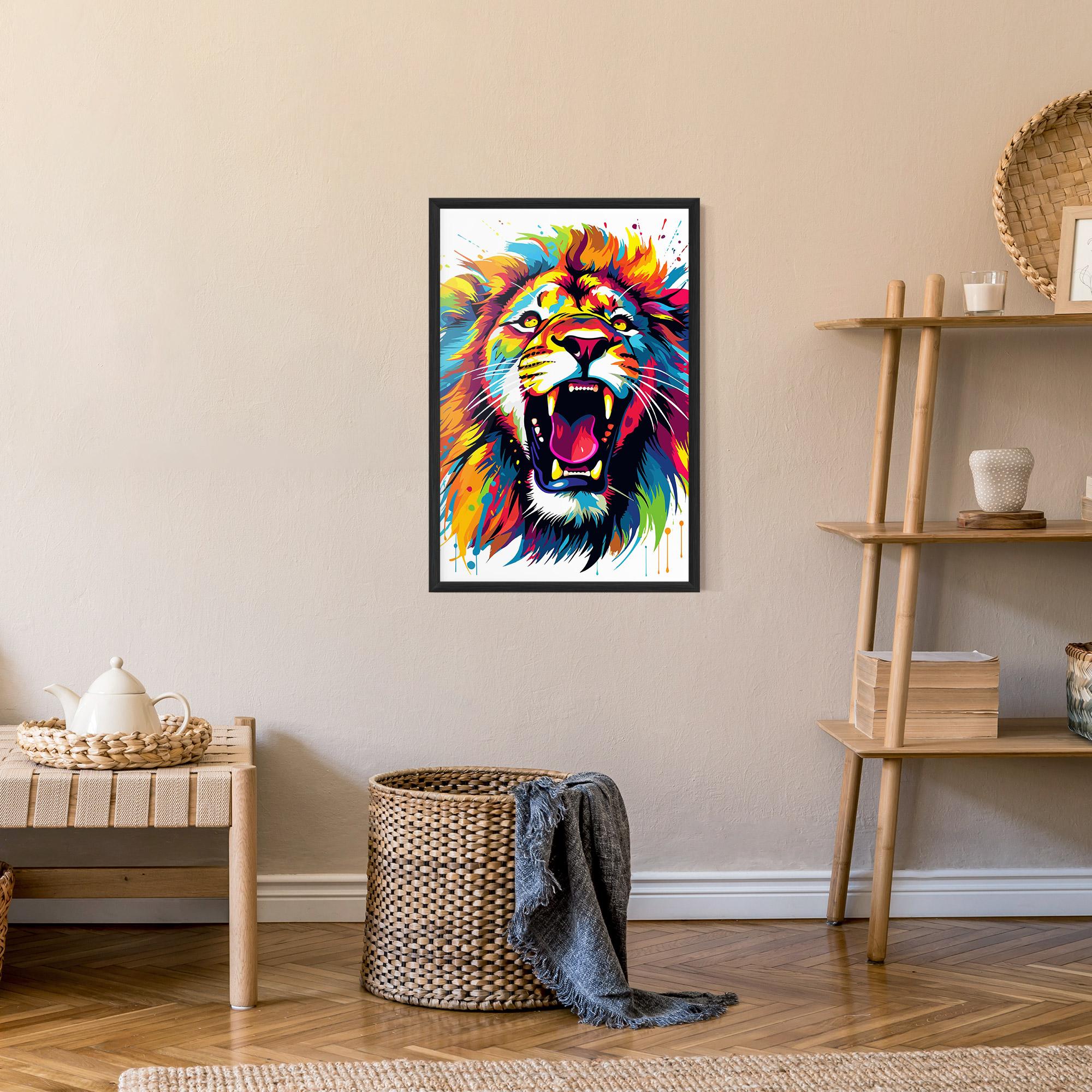 Poster Înrămat Angry Lion Mix mockup 9