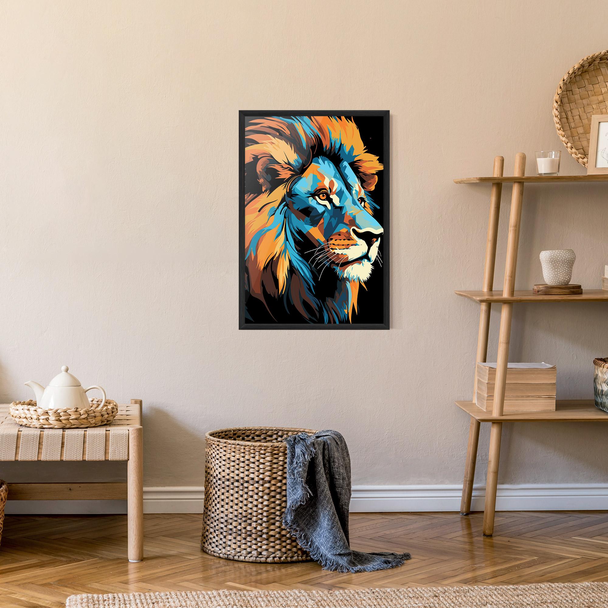 Poster Înrămat Blue Yellow Lion mockup 9