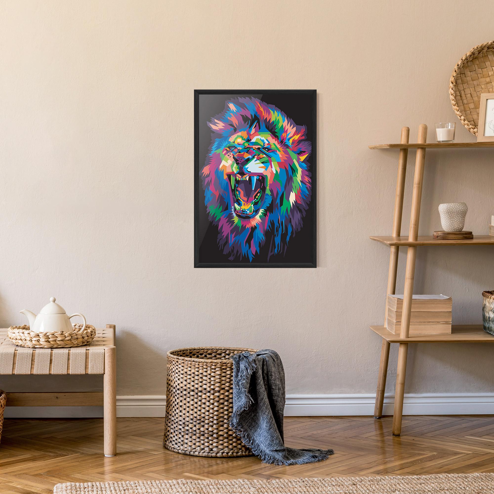 Poster Înrămat Colorful Lion Head mockup 9