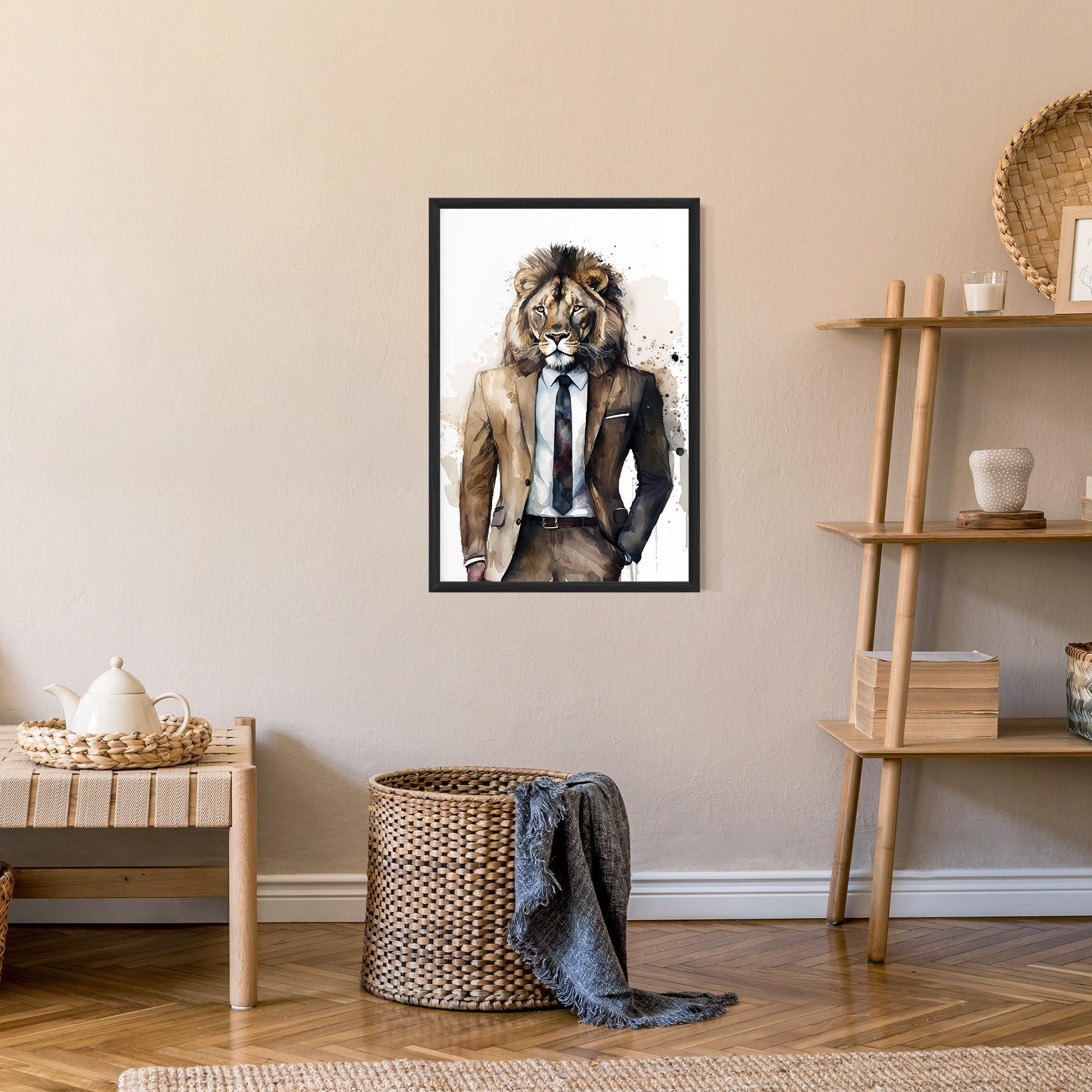Poster Înrămat Lion In Suit mockup 9
