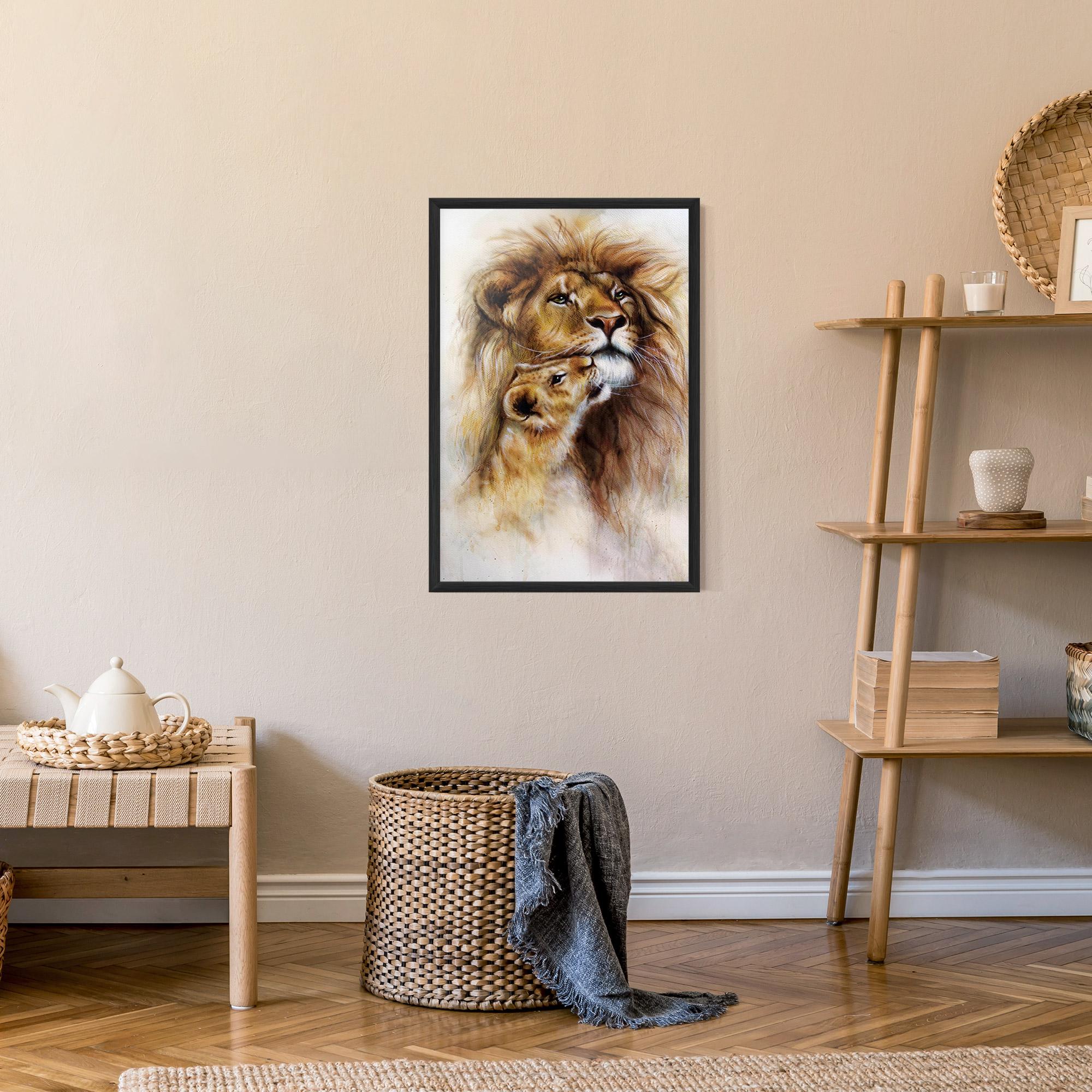 Poster Înrămat Lion Love mockup 9