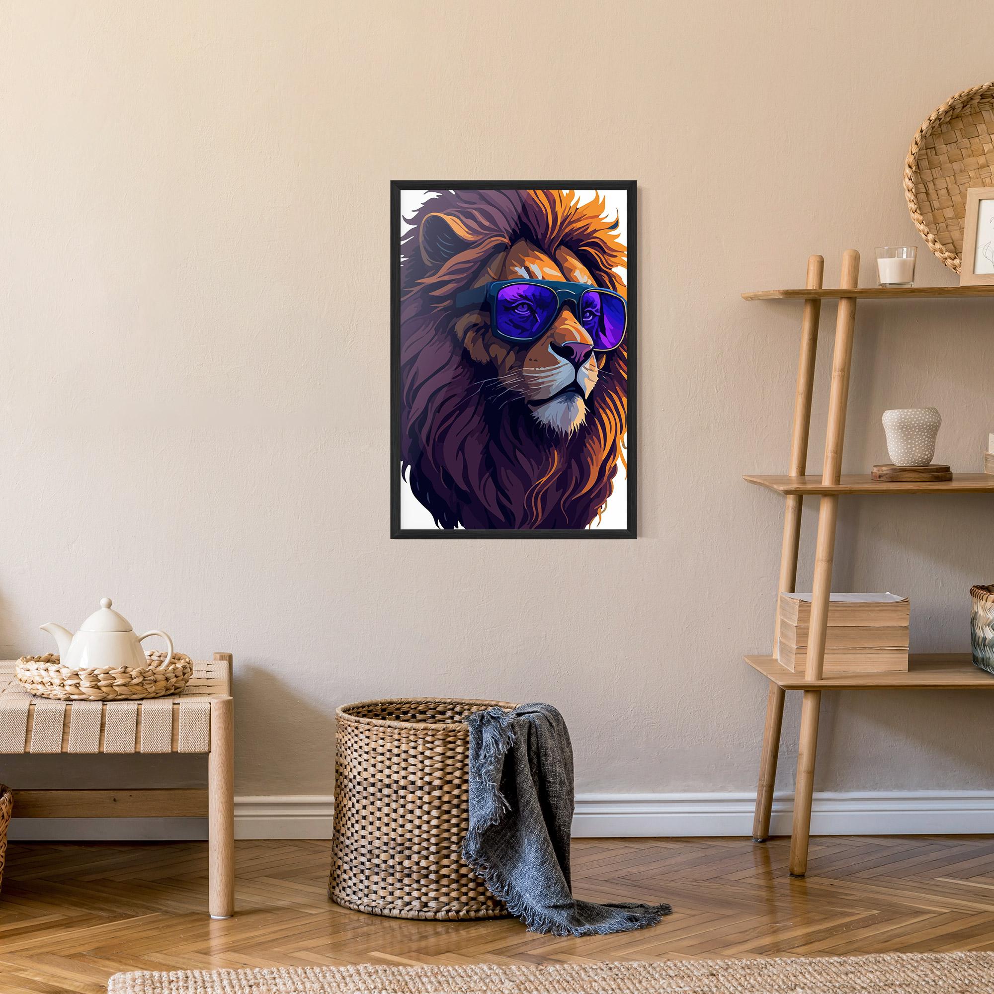 Poster Înrămat Purple Glassesc Lion mockup 9