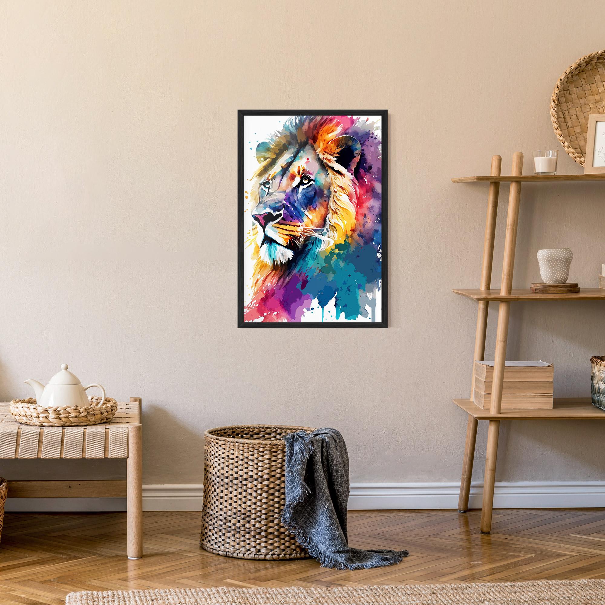 Poster Înrămat Vibrant Color Lion mockup 9