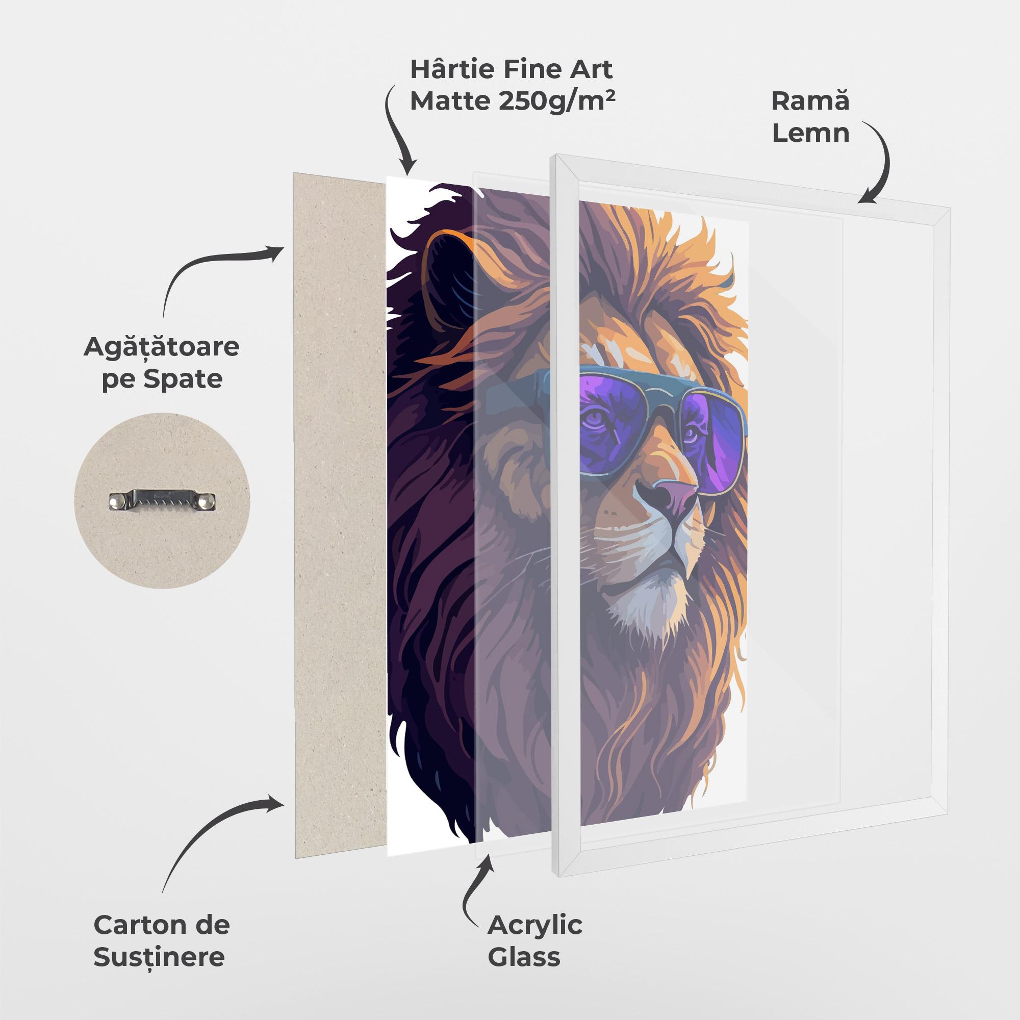 Poster Înrămat Purple Glassesc Lion mockup 1