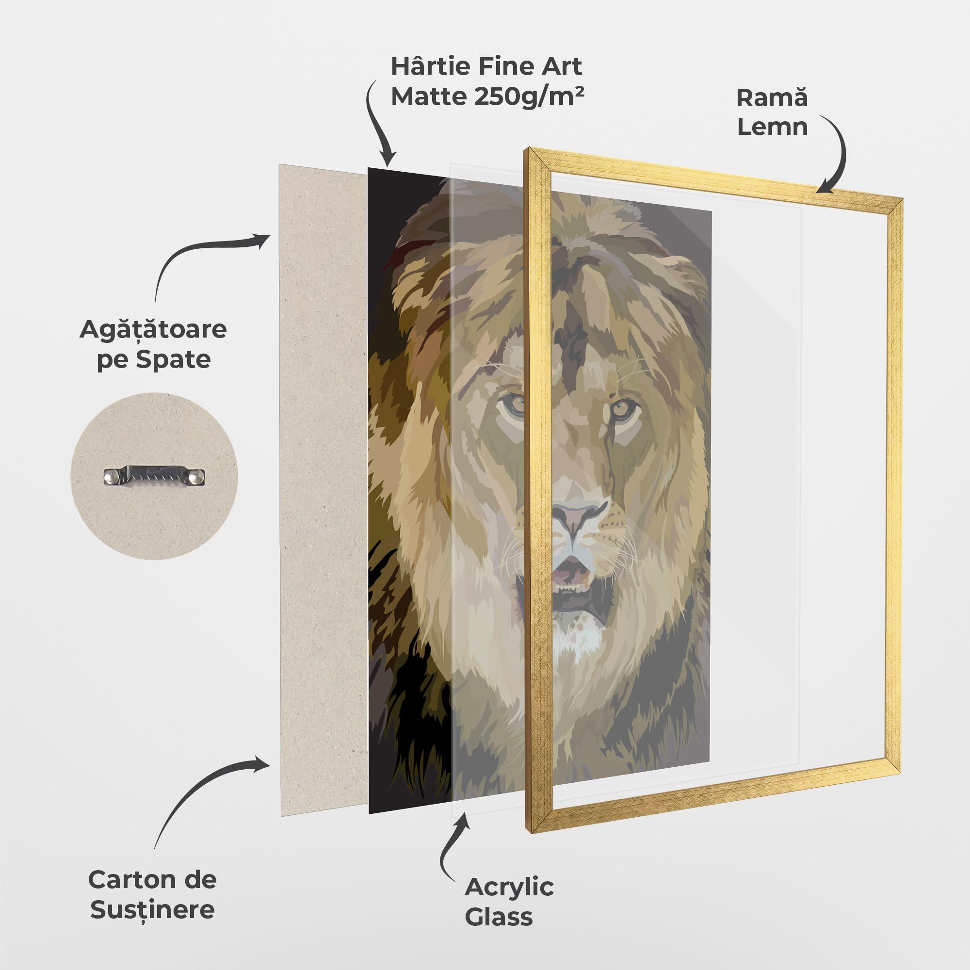 Poster Înrămat Beautiful Lion Art mockup 1