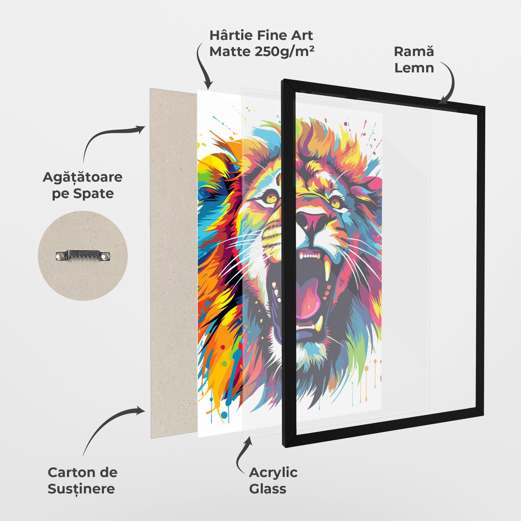 Poster Înrămat Angry Lion Mix mockup 1