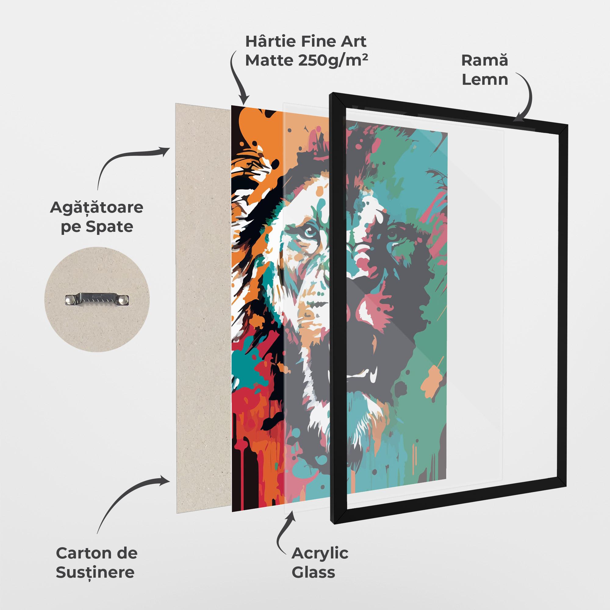 Poster Înrămat Blue Green Lion mockup 1