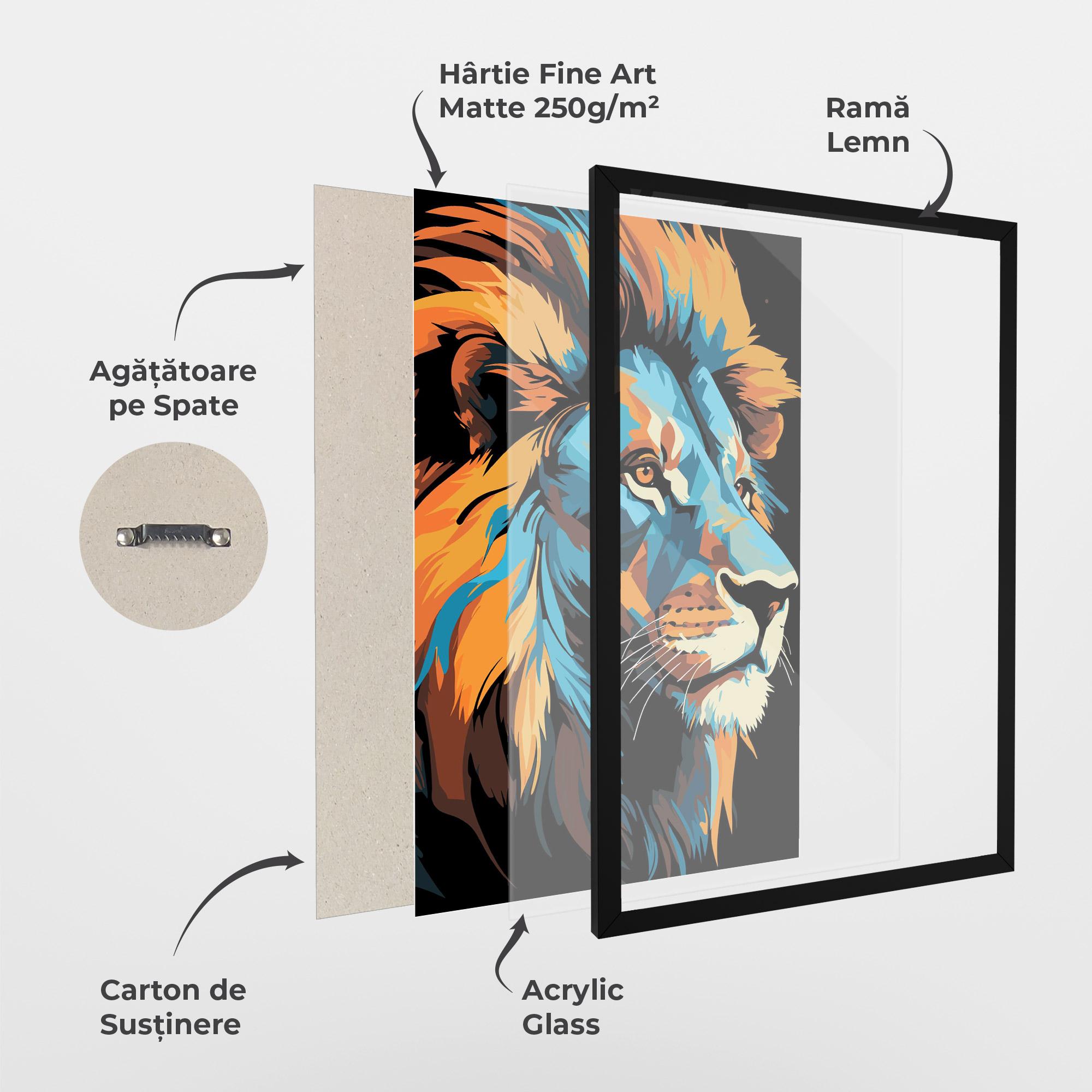 Poster Înrămat Blue Yellow Lion mockup 1