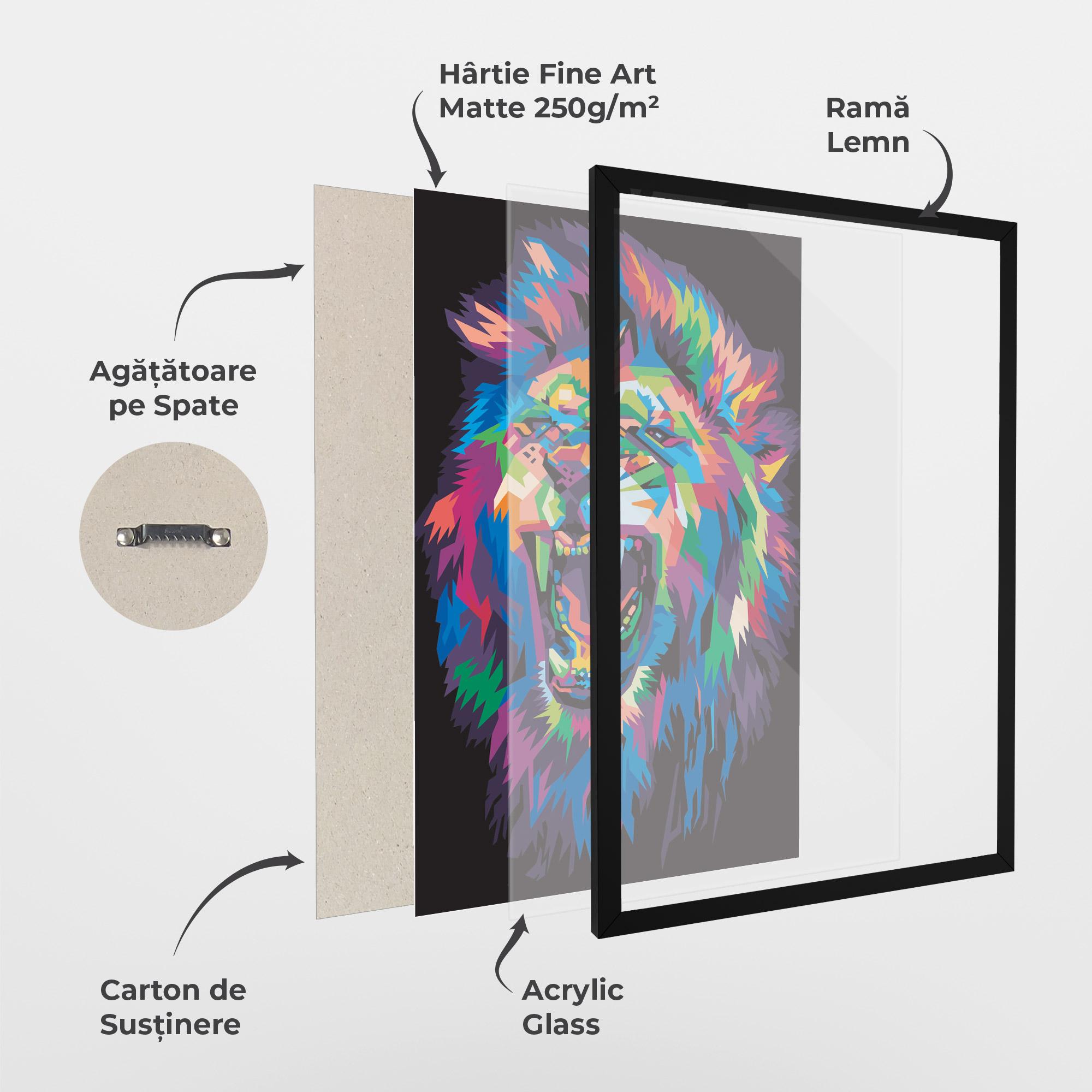 Poster Înrămat Colorful Lion Head mockup 1