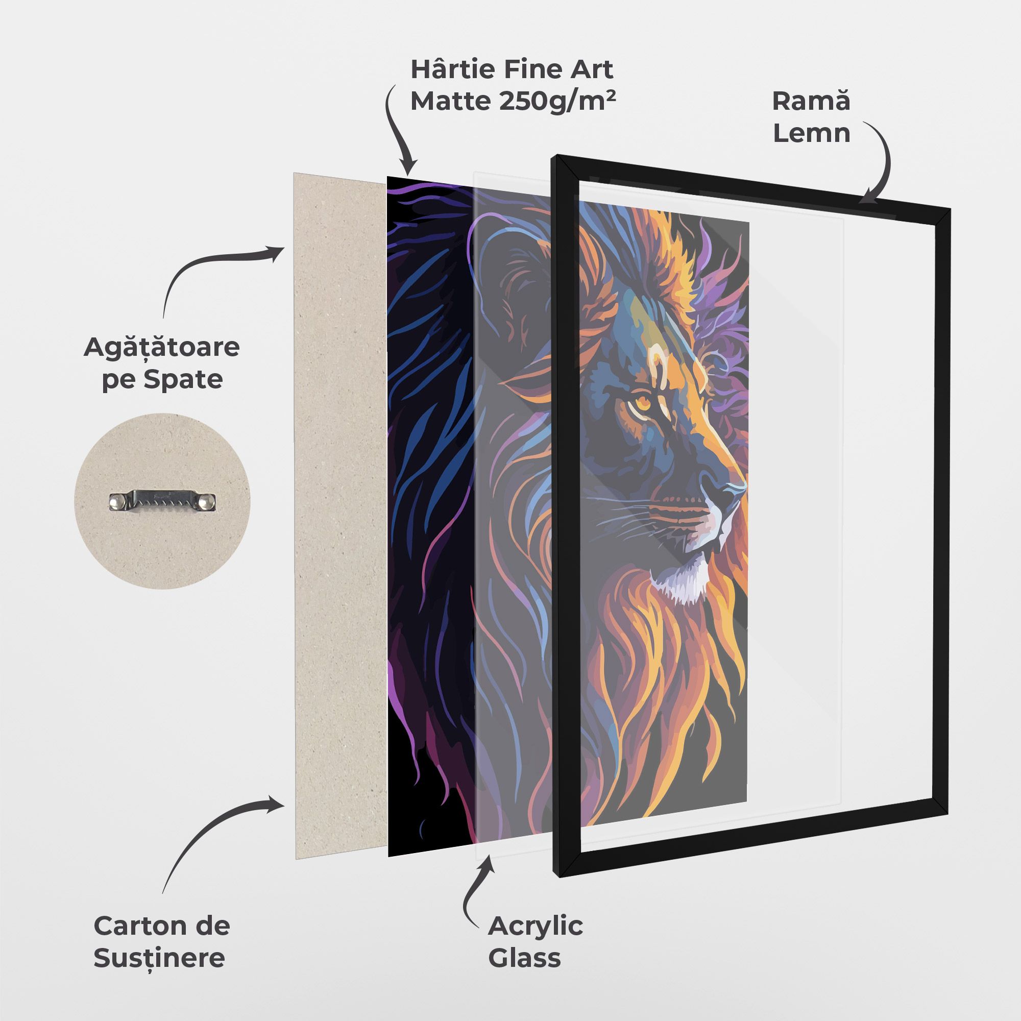 Colorful Lion On Black mockup 1