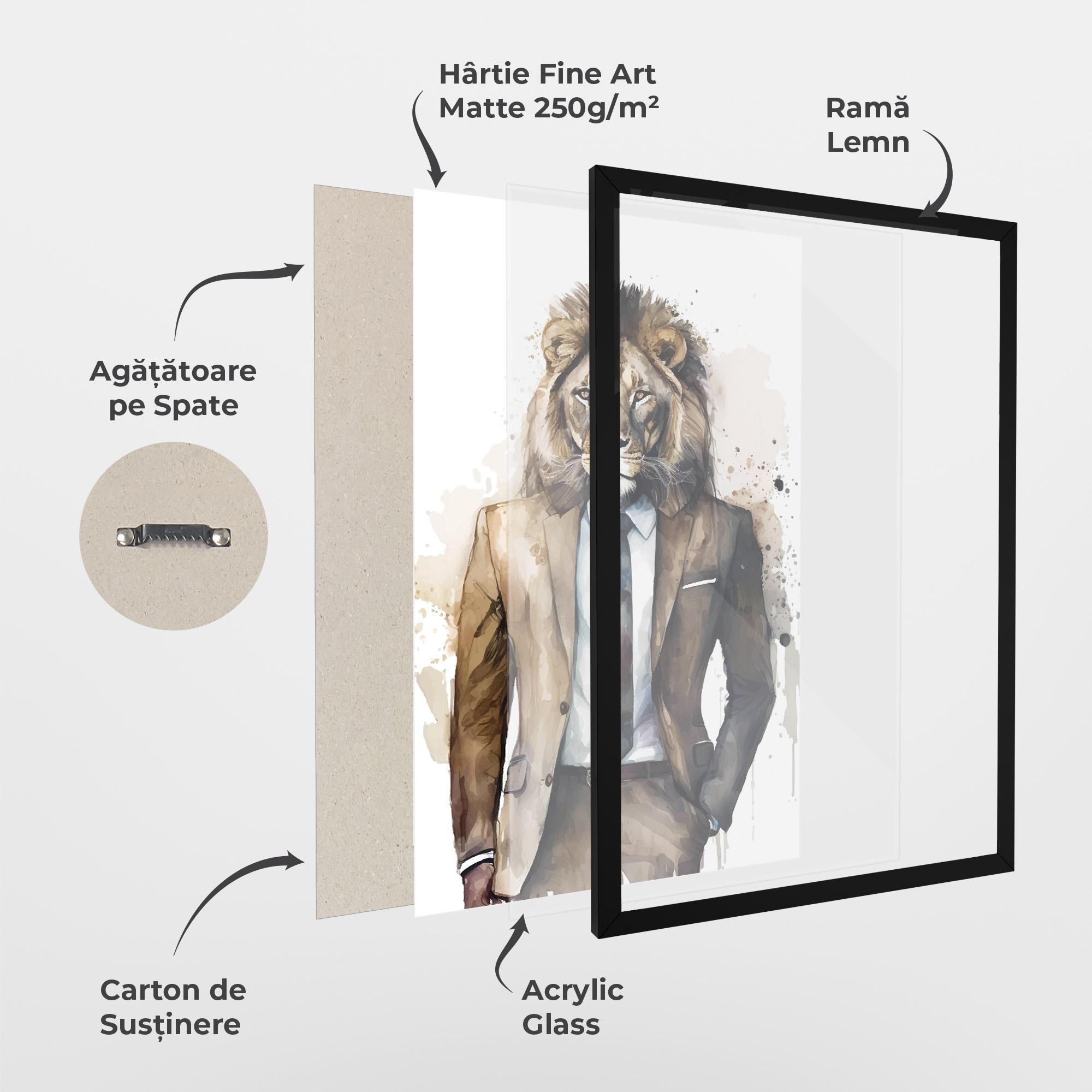 Poster Înrămat Lion In Suit mockup 1