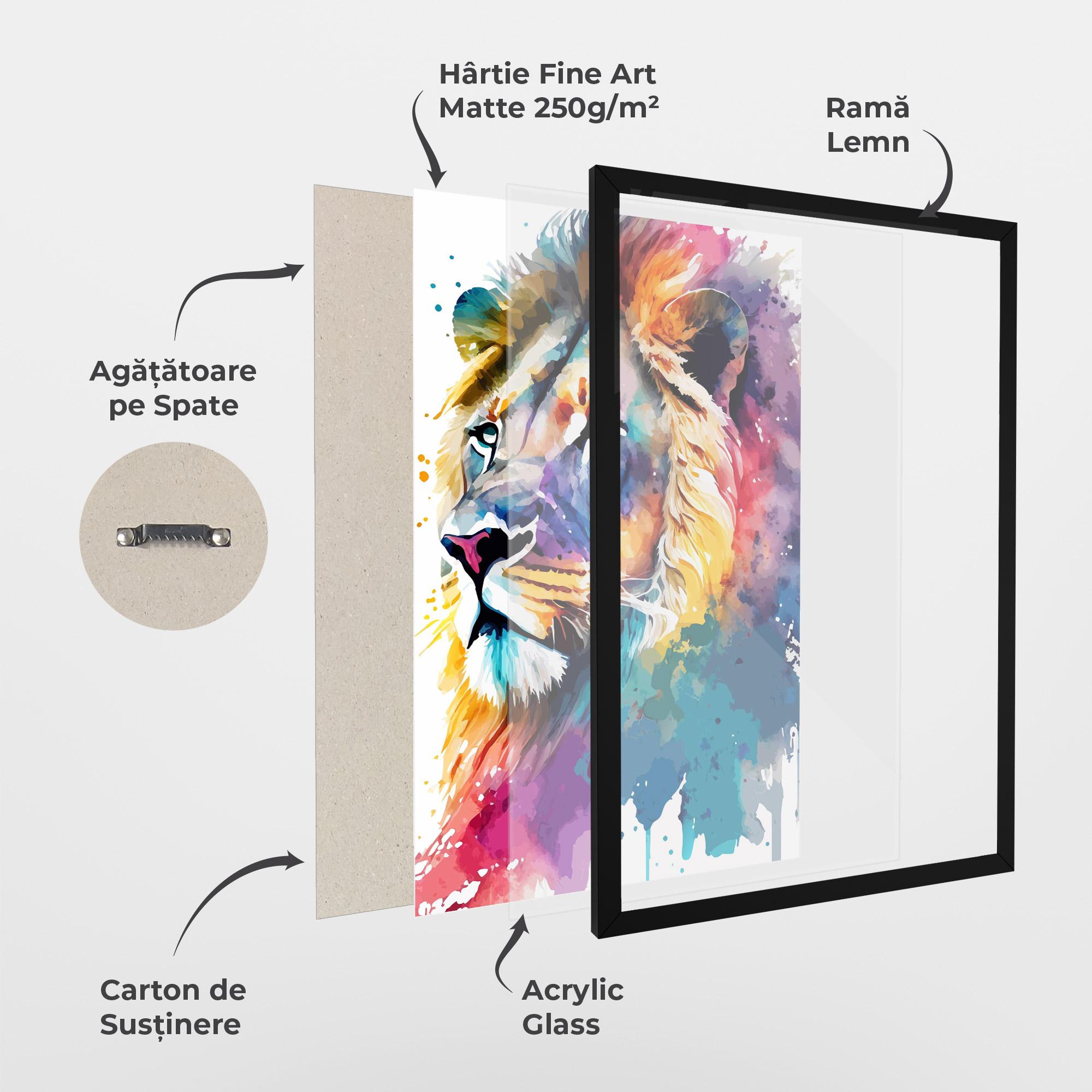 Poster Înrămat Vibrant Color Lion mockup 1