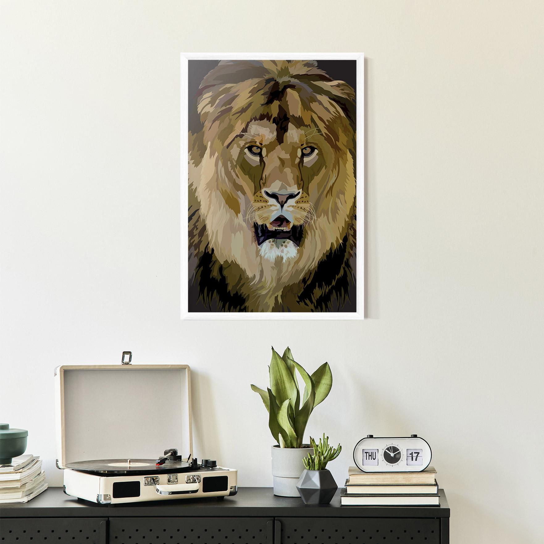 Poster Înrămat Beautiful Lion Art mockup 2
