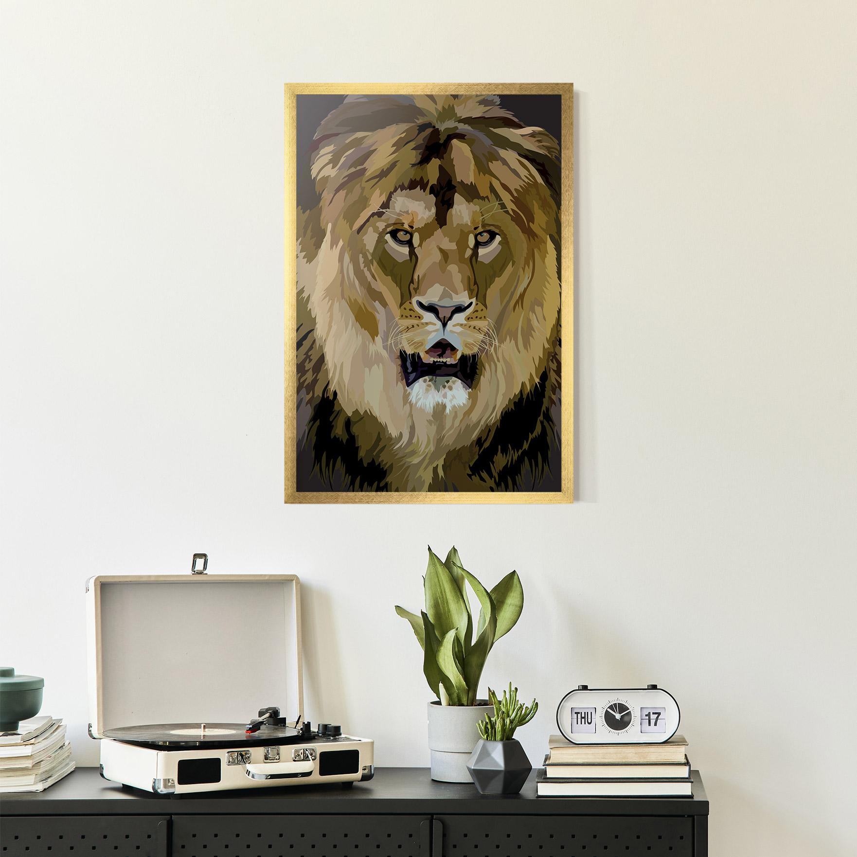 Poster Înrămat Beautiful Lion Art mockup 2