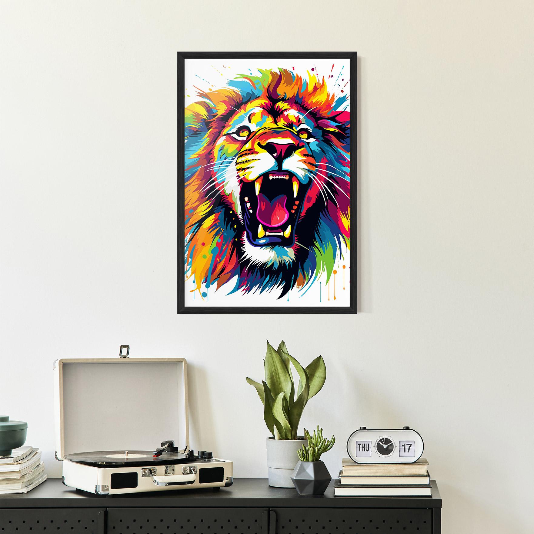 Poster Înrămat Angry Lion Mix mockup 2
