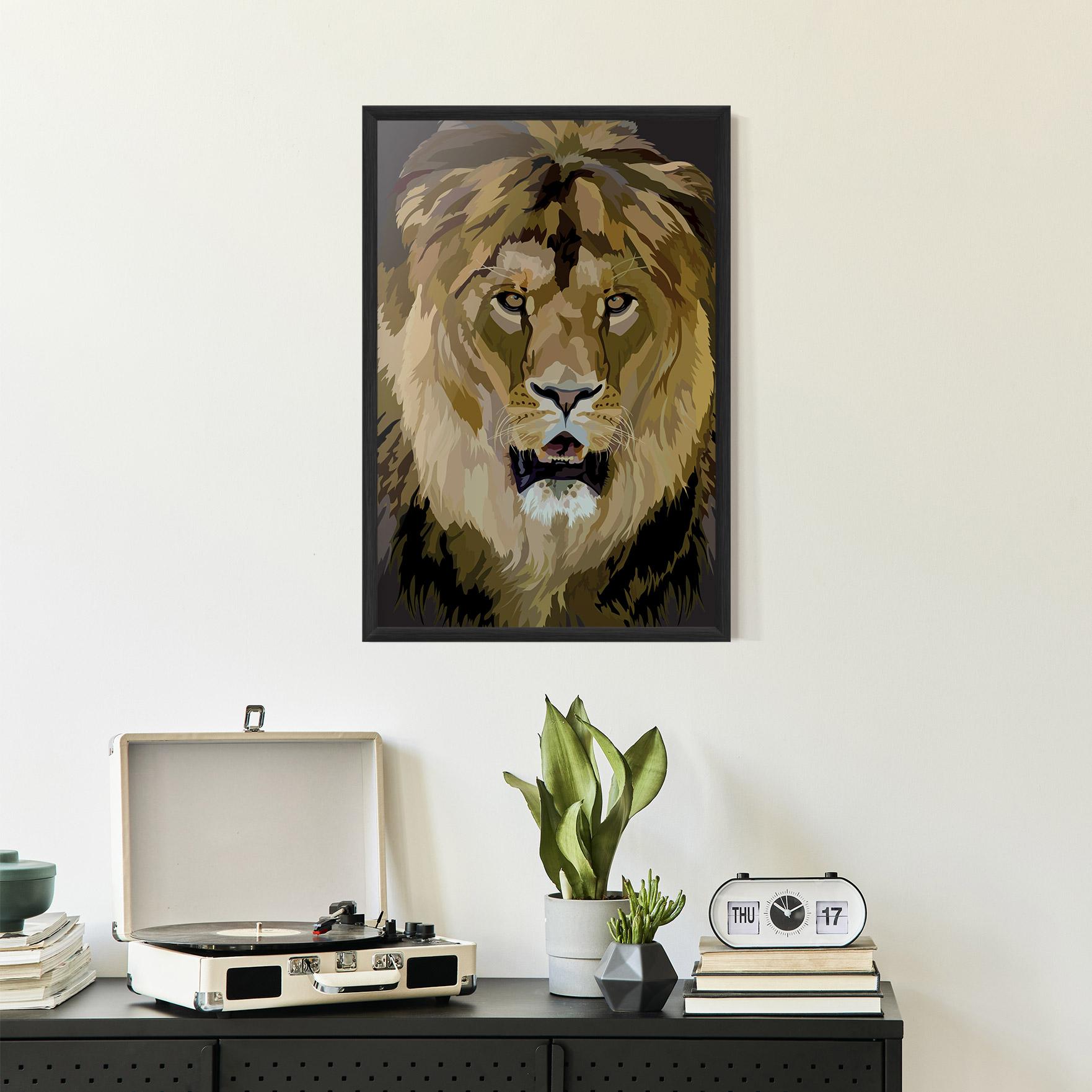Poster Înrămat Beautiful Lion Art mockup 2